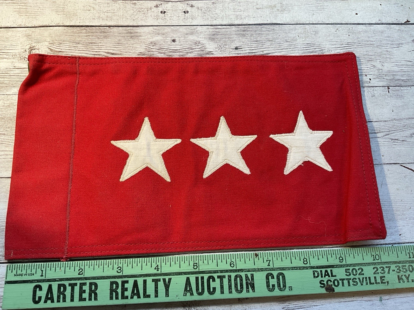 ORIGINAL WWII ERA US 3 STAR GENERAL VEHICLE CAR RANK FLAG
