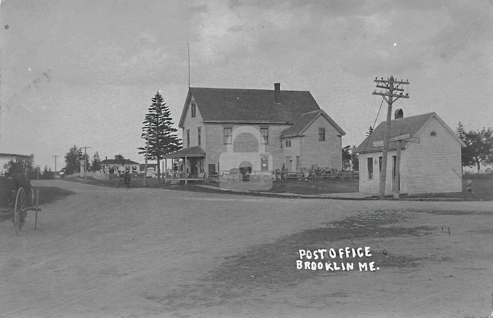 Brooklin ME Maine Street View Store & Post Office Real Photo Postcard Copy