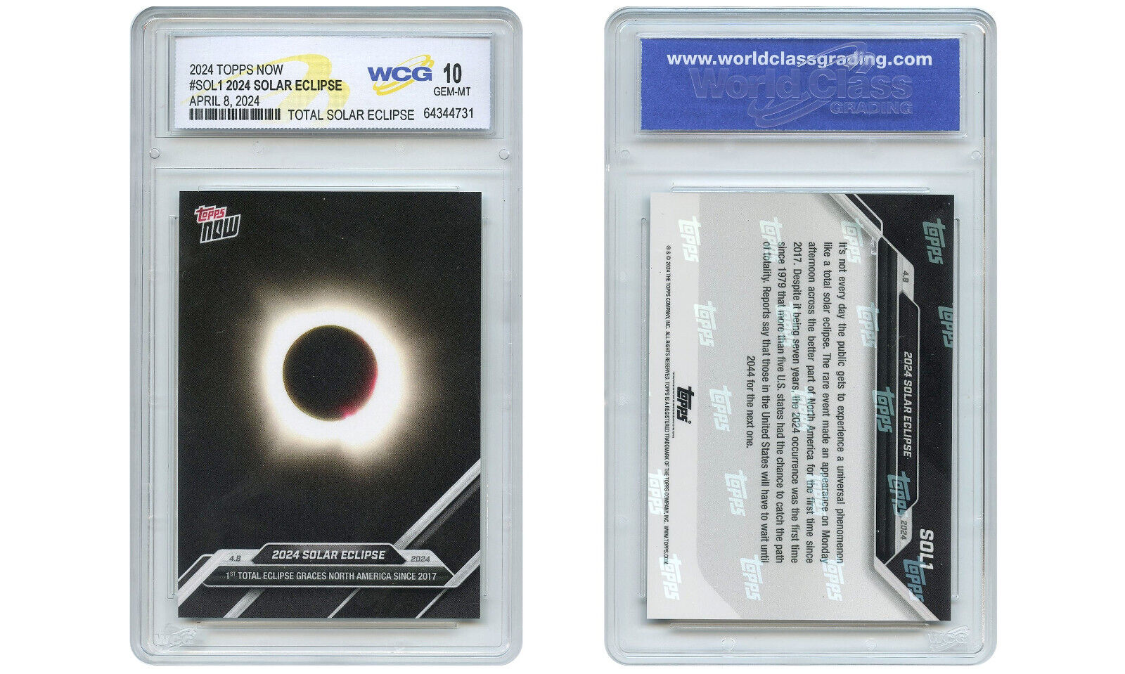 2024 Official Topps Now TOTAL SOLAR ECLIPSE Card #SOL1 - Graded GEM MINT 10