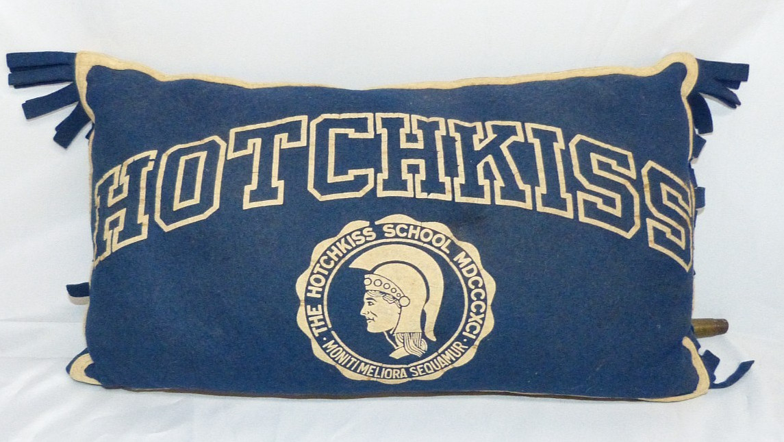 Incredible Vintage / Antique Hotchkiss School Pillow Lakeville CT  Estate Find 