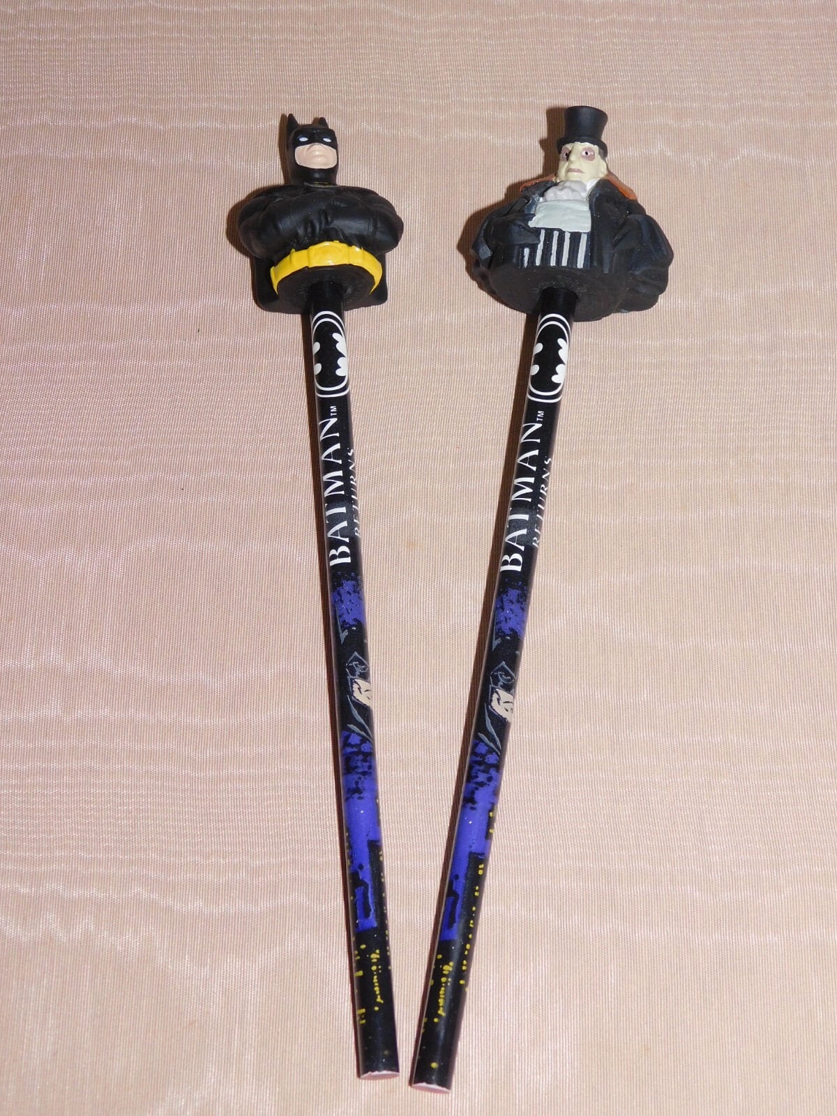 VINTAGE 1991 DC COMICS BATMAN &  PENGUIN PENCIL TOPPERS NEW OLD STOCK