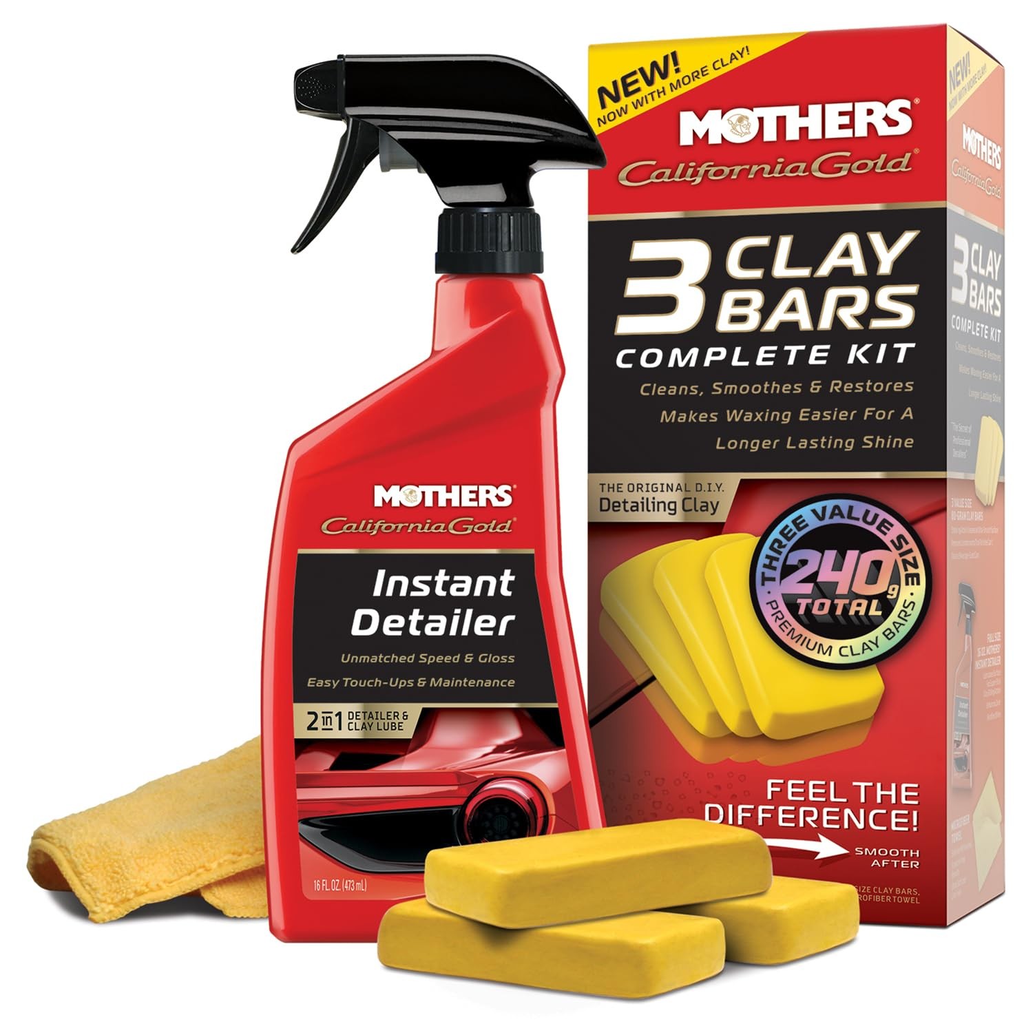 Mothers California Gold 3 Clay Bar Complete Kit, 3 80-gram Clay Bars, 07240