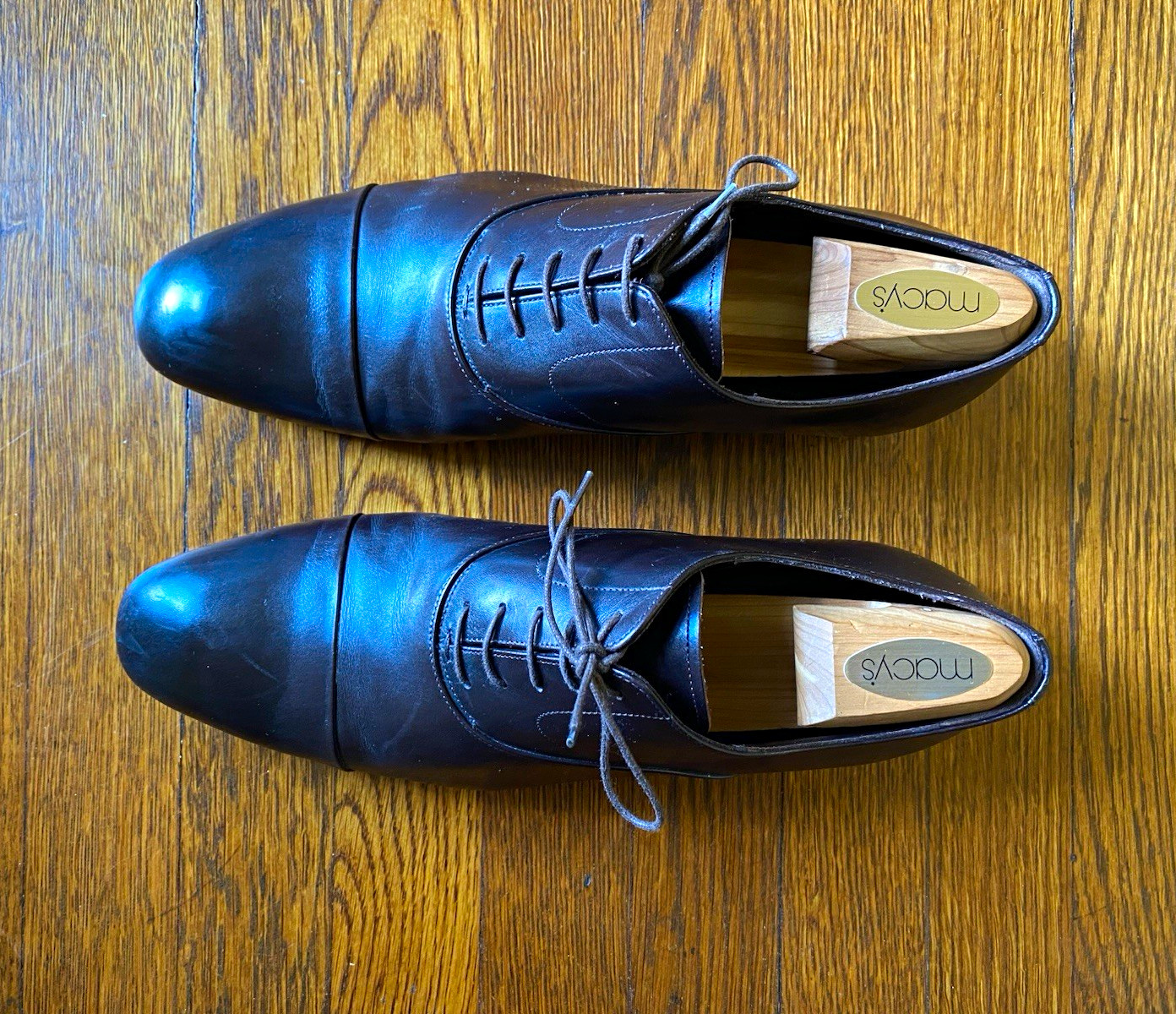 Giorgio Armani Men\'s Brown Leather Cap-Toe Oxford Dress Shoes Lace-Up 10.5