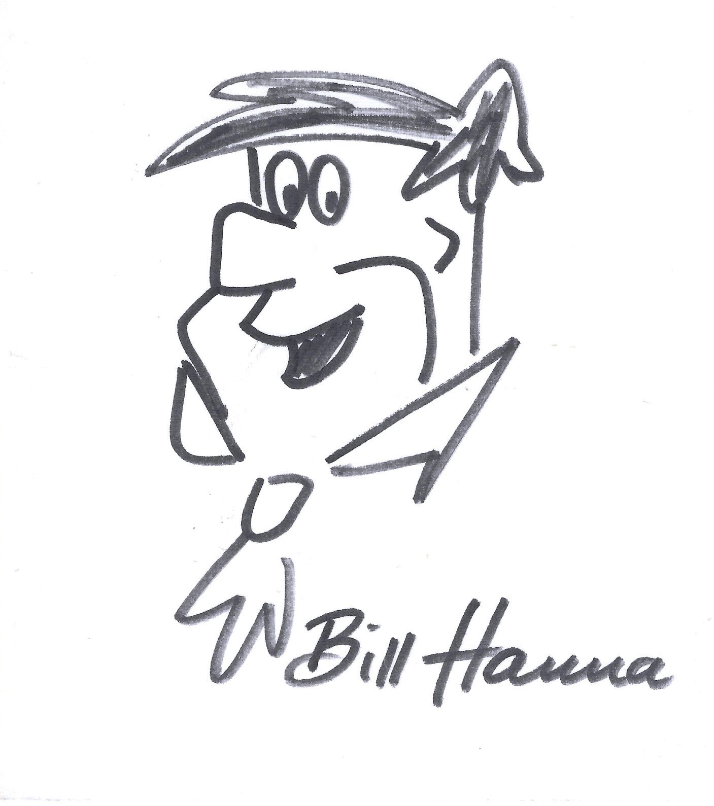 William Bill HANNA Fred Flintstone RARE Original Artwork Sketch Autograph Signed