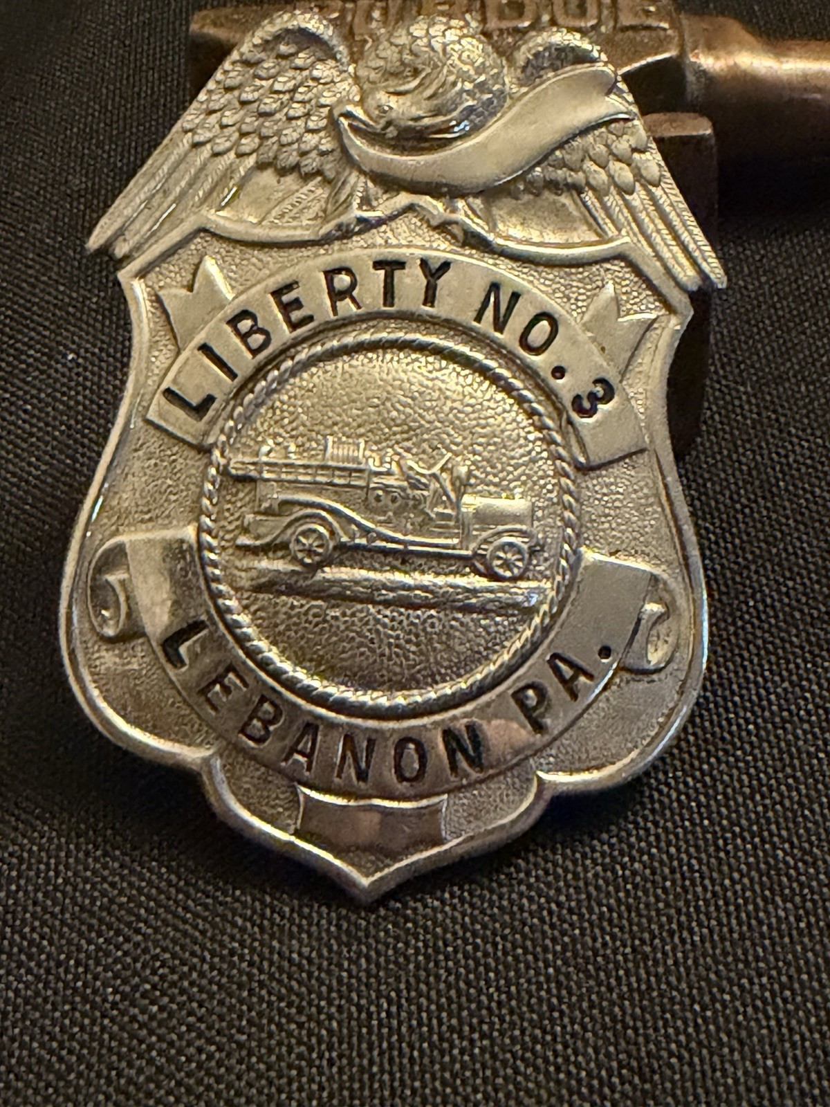 Vintage Liberty Fire Company No 3 Volunteer Fireman Badge Lebanon PA Obsolete