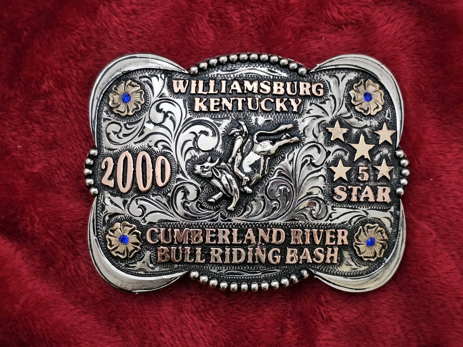 X~Treme Bull Riding☆2000☆RODEO CHAMPION TROPHY BUCKLE☆Williamsburg  KY☆Rare☆314