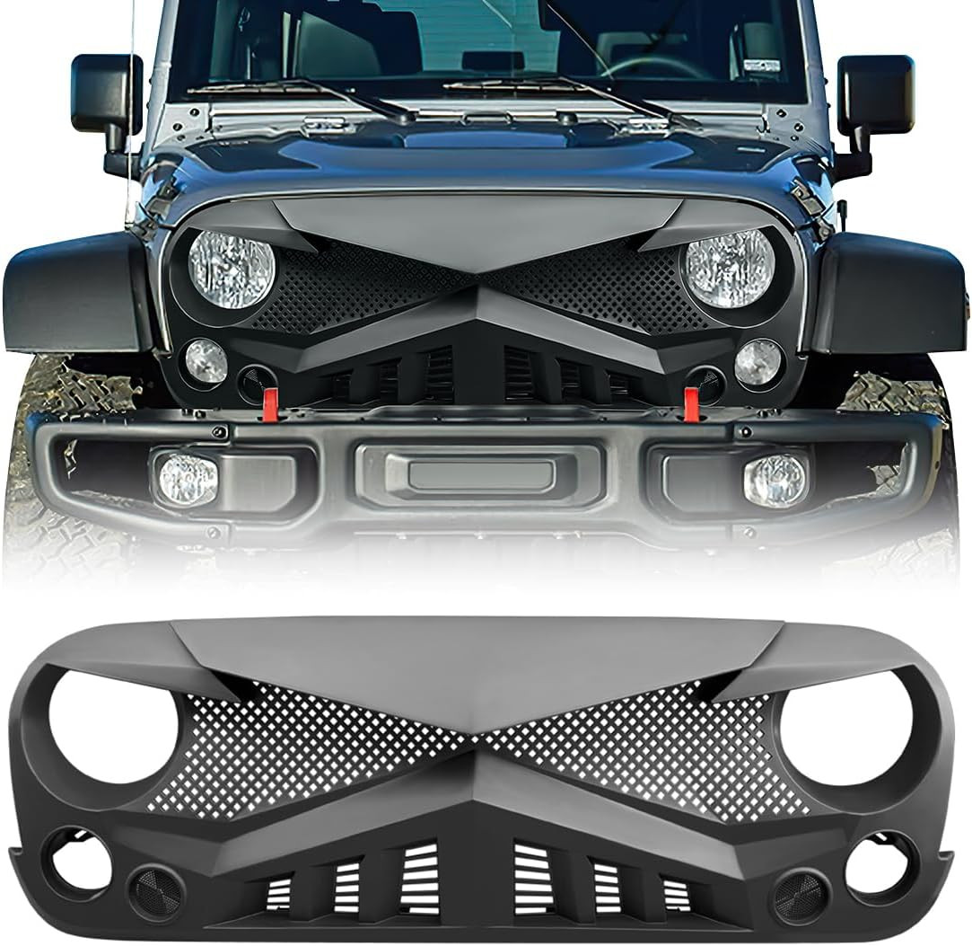 Hawke Grille Front Grill Compatible with Jeep Wrangler 2007-2018 JK JKU