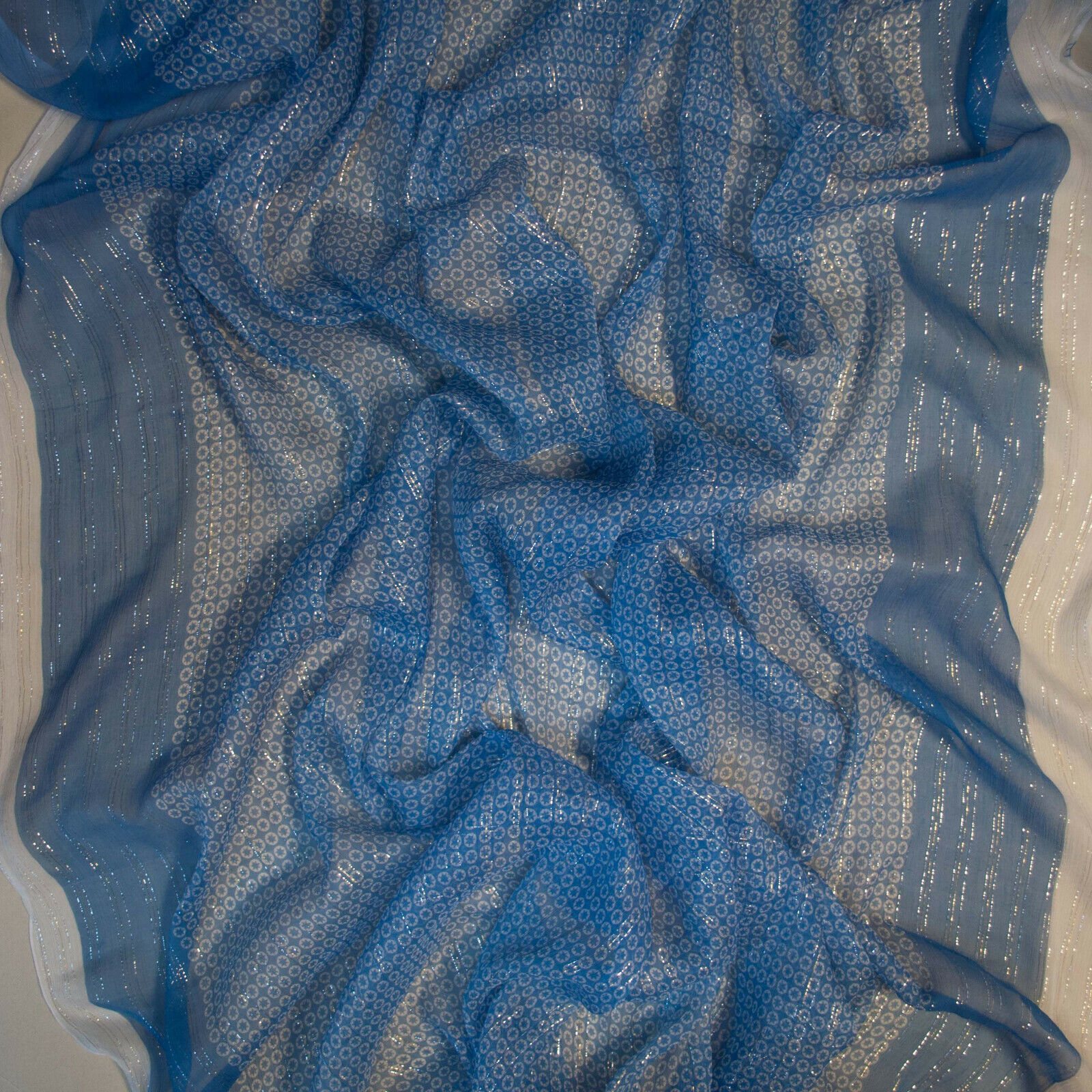 Stella McCartney pure shiny silk chiffon fabric. Stars print. Made in Italy. 