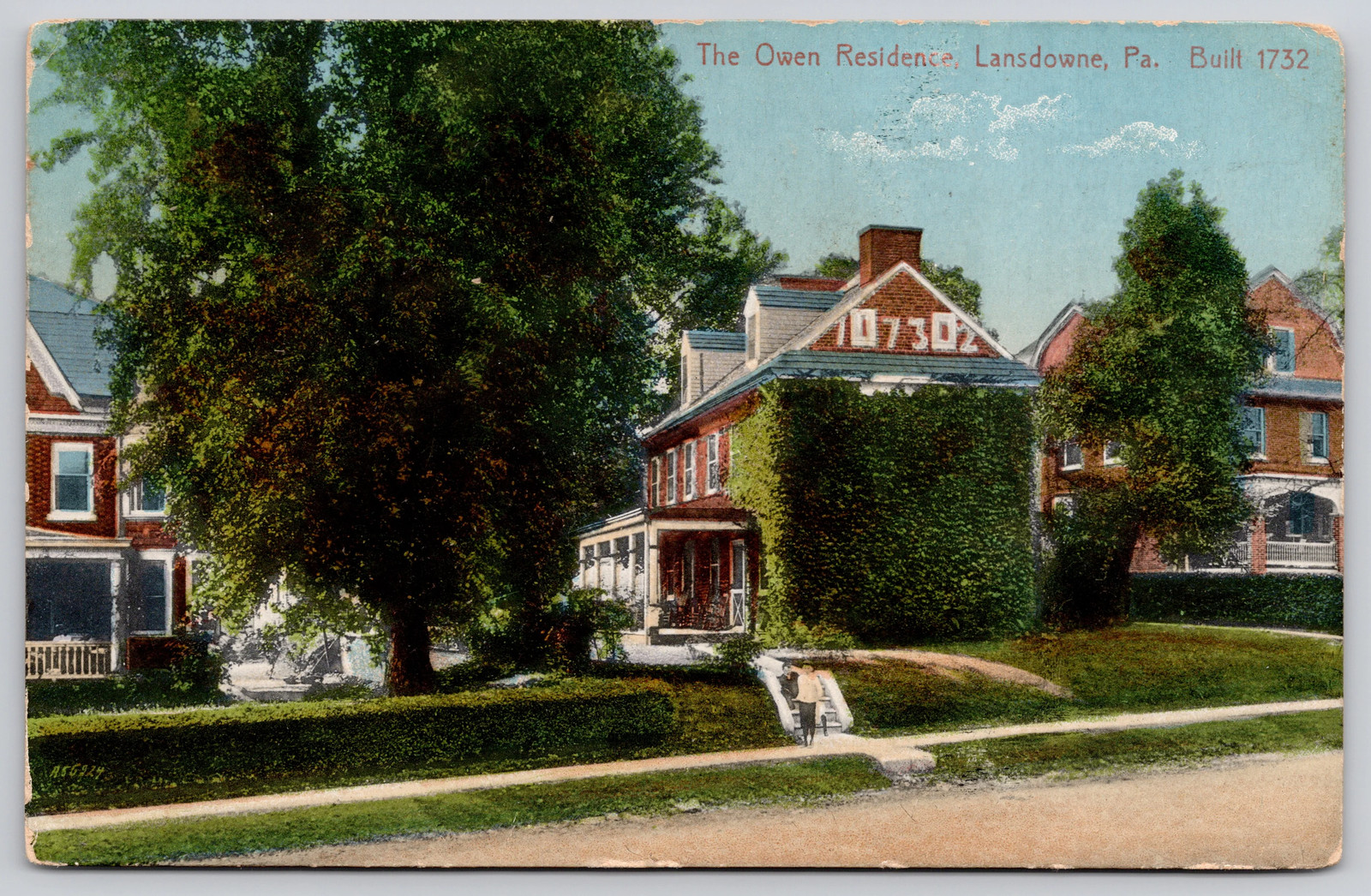 Lansdowne Pennsylvania PA Owen Residence Historic House Postcard c1910s