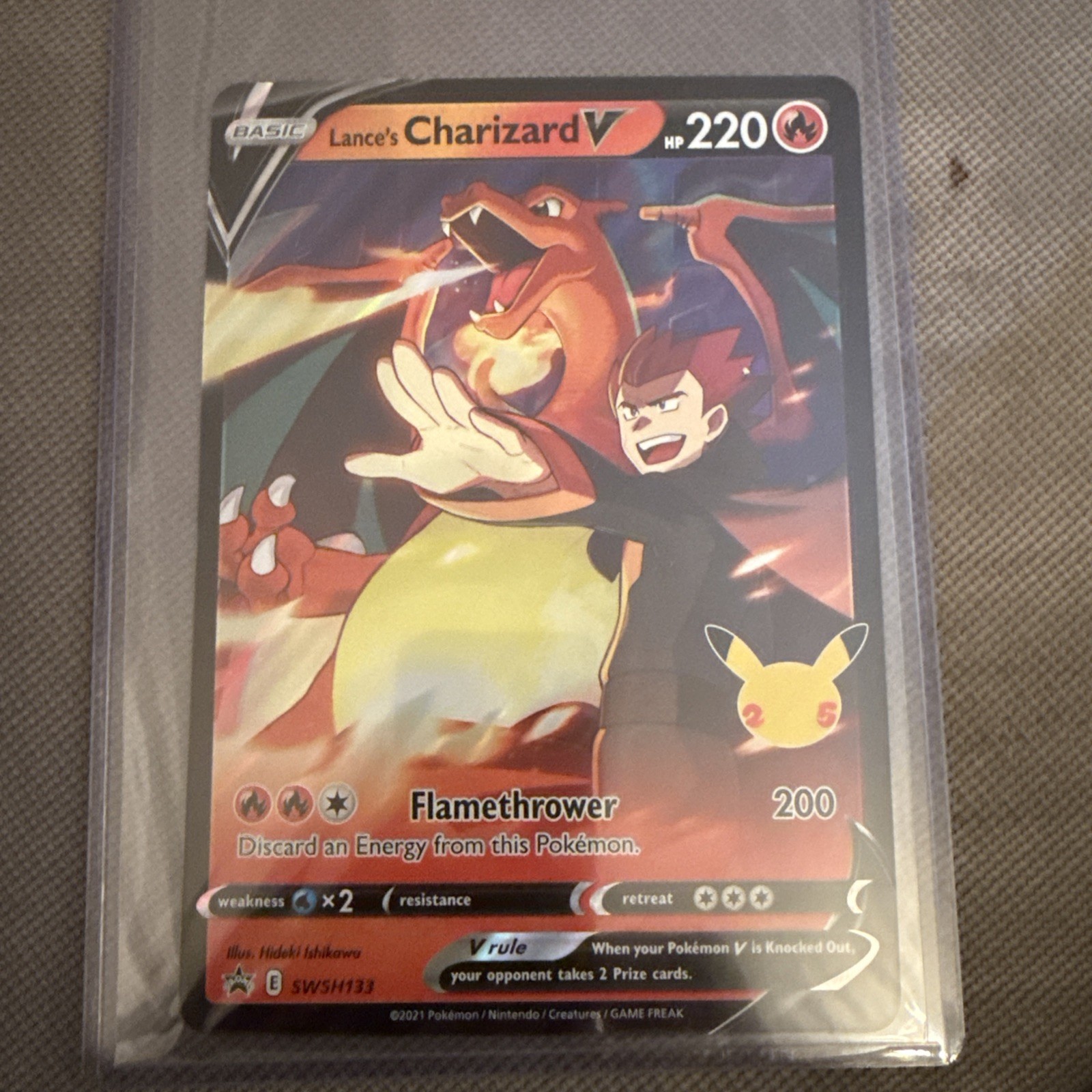 Pokémon TCG Lance\'s Charizard V SWSH133 Black Star Jumbo Pokemon Promo Card - NM