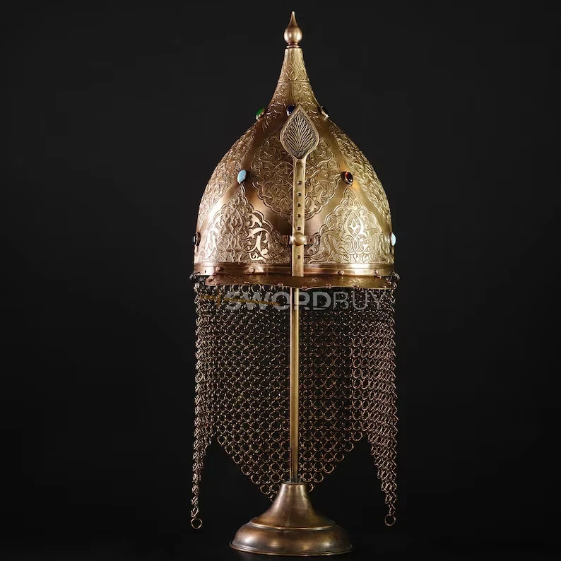 Vintage Ottoman Islamic Kufic Helmet Khula Khuda with engravings antique look