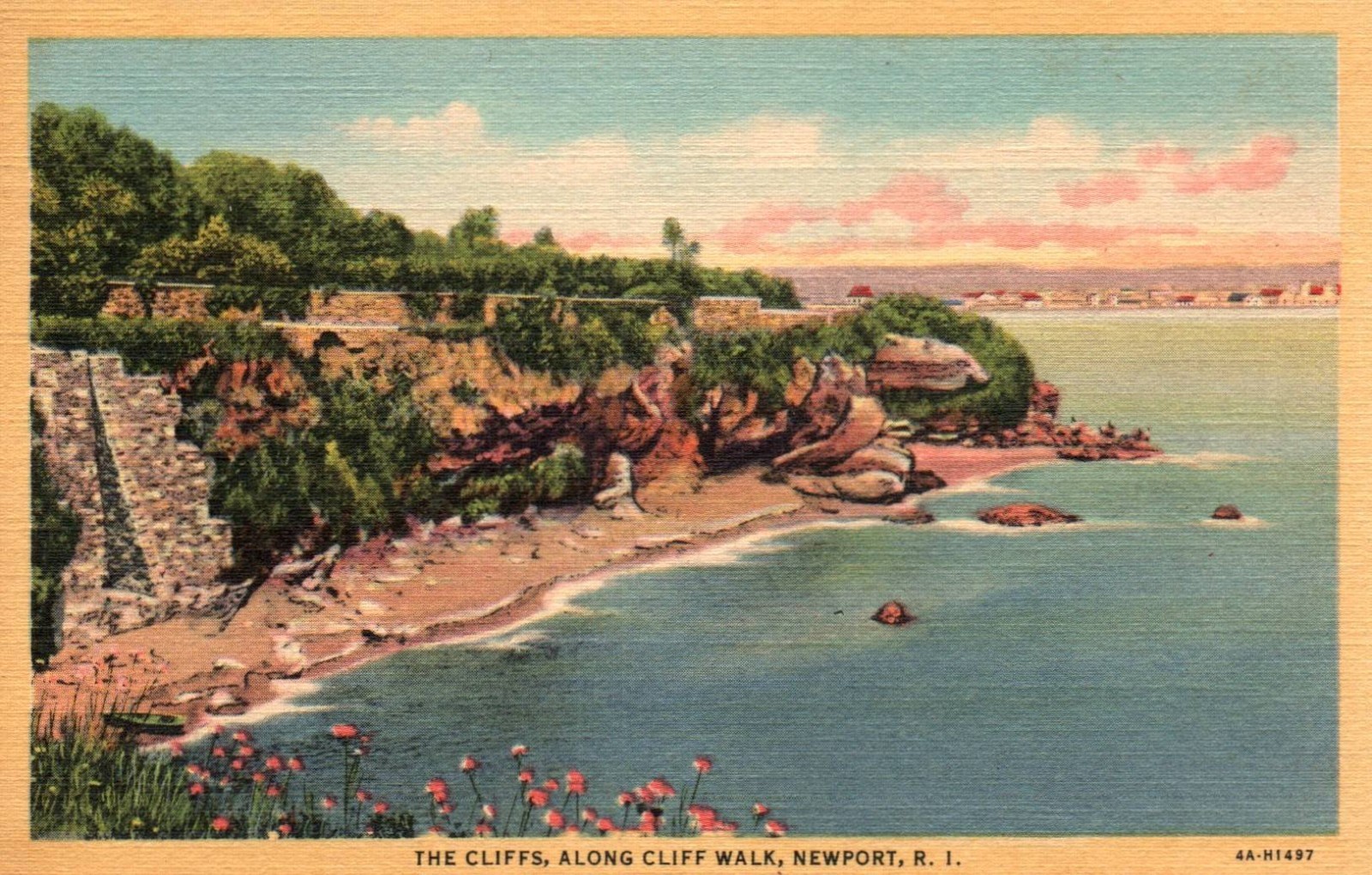 The Cliffs Along The Cliff Walk Newport Rhode Island RI Unposted Postcard
