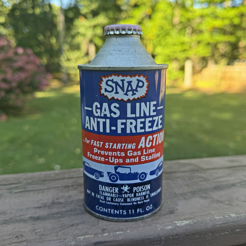 VTG  1960’s SNAP Gas Line Anti-Freeze Can Cone Top Unopened Full NOS 11oz