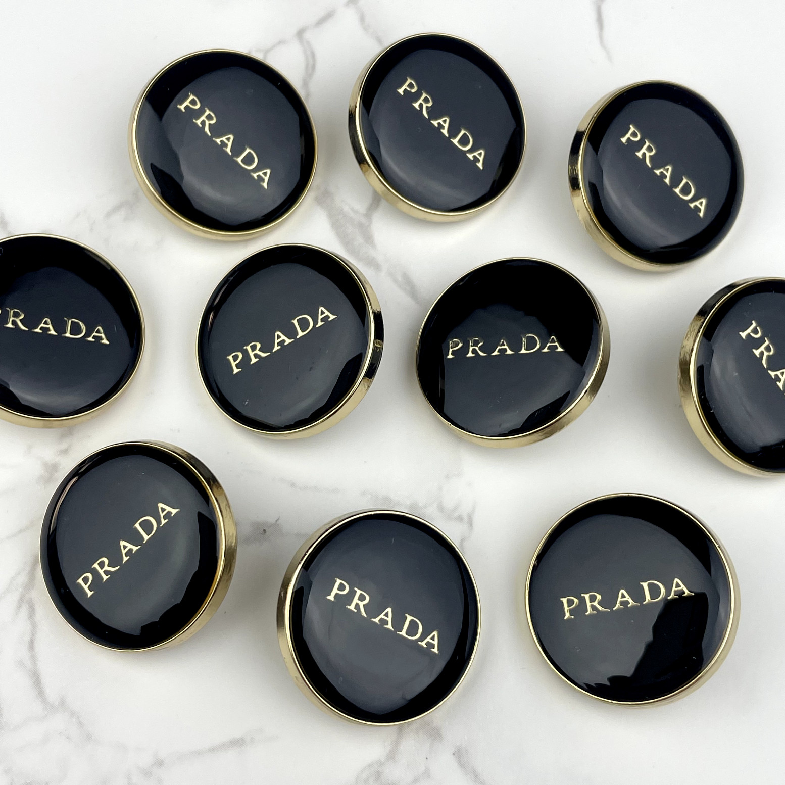 10 PRADA BUTTONS BLACK GOLD LOGO METAL 21MM VINTAGE NO11201