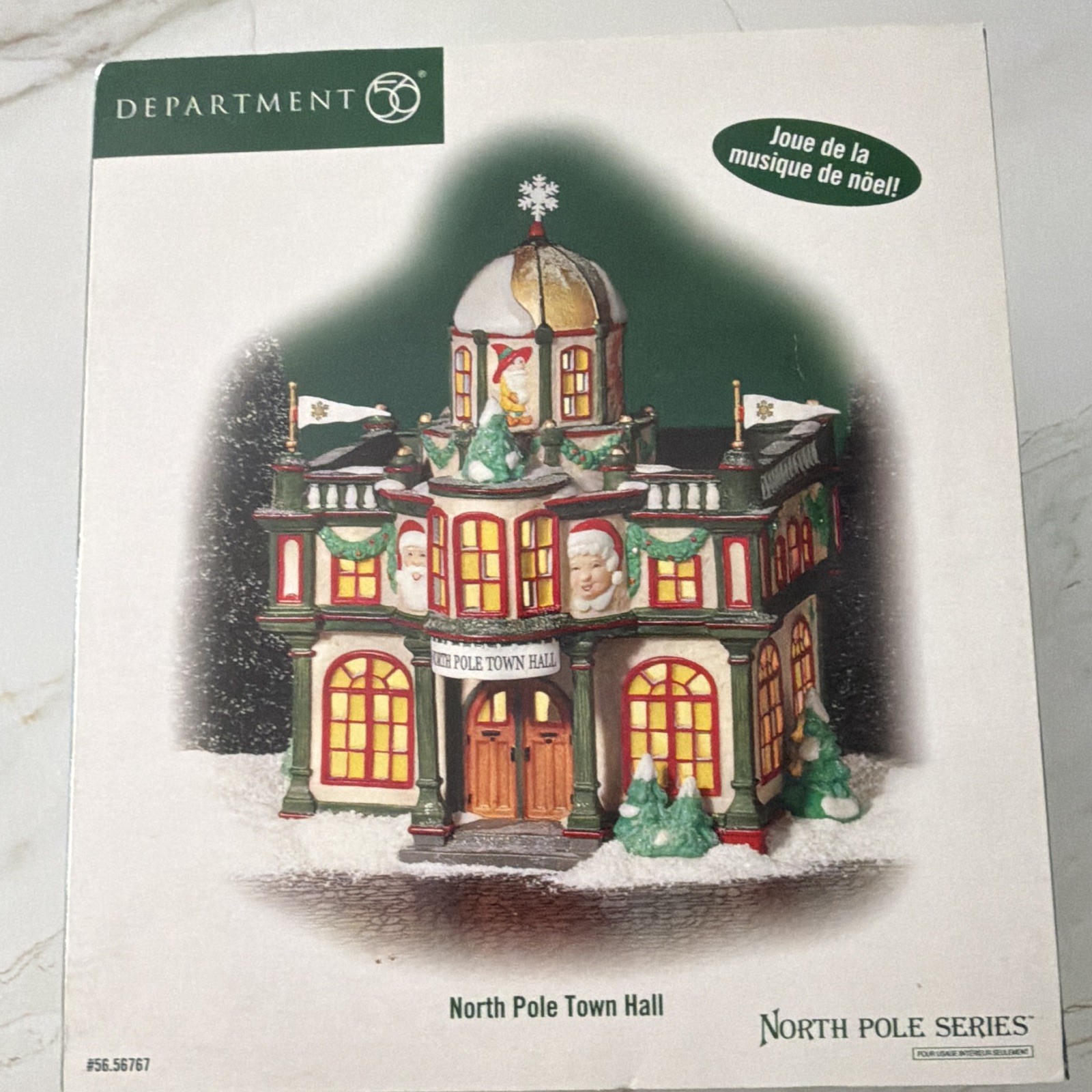 Department 56 North Pole Series Town Hall Village Building Lighted Musical