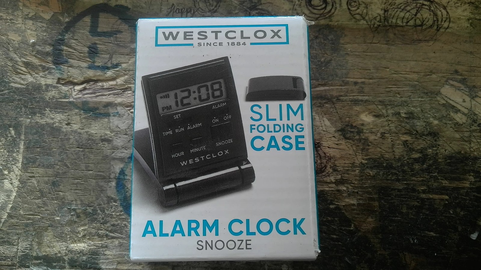 Westclox Slim Folding Travel Alarm Clock LCD Backlight Black