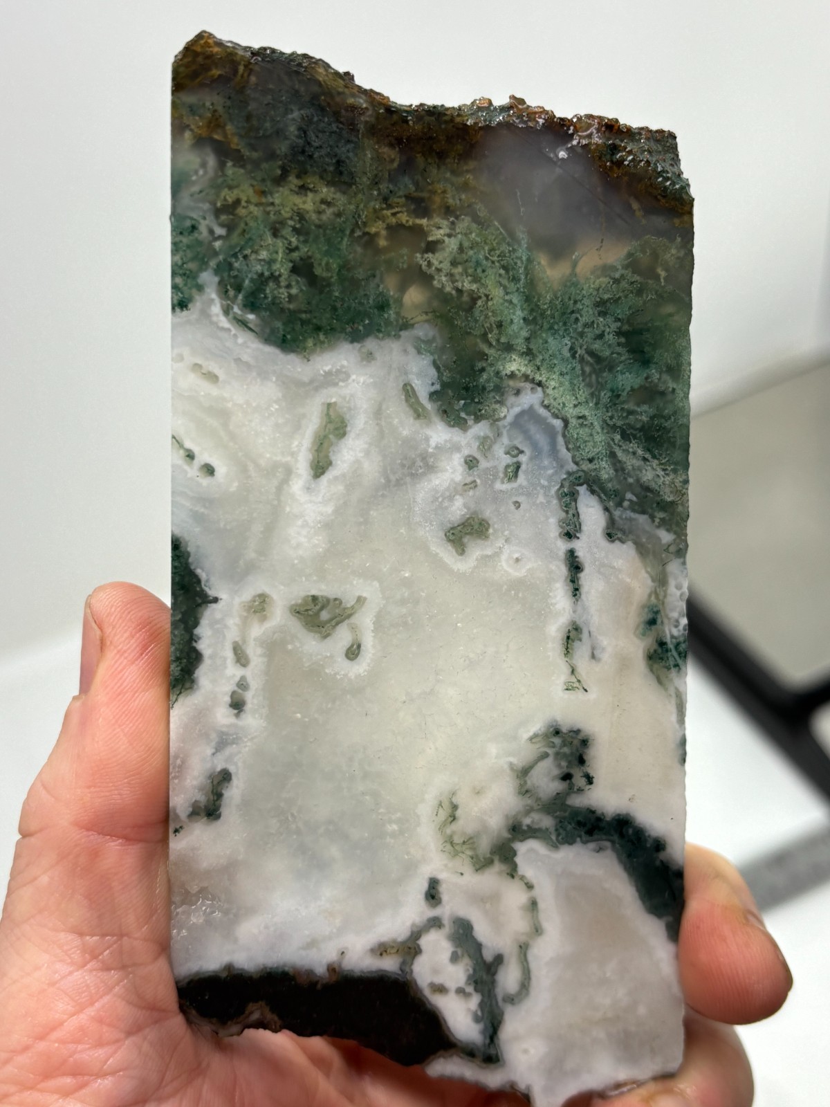 Semi-translucent Moss Agate Slab Cabbing Lapidary Carving Combo Ship Avail
