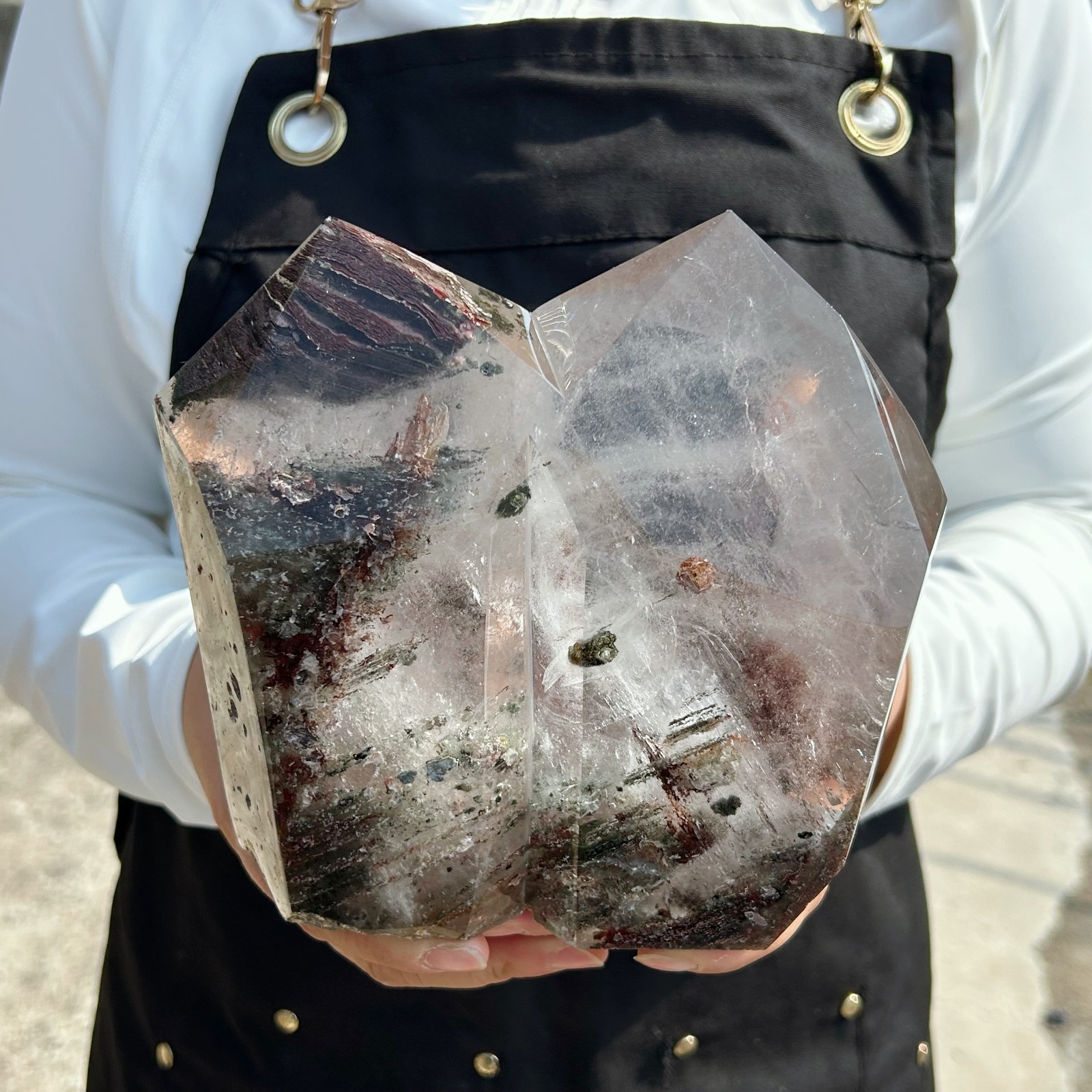 6.2LB Natural Phantom Ghost Quartz Obelisk Crystal Double Point Healing G8139