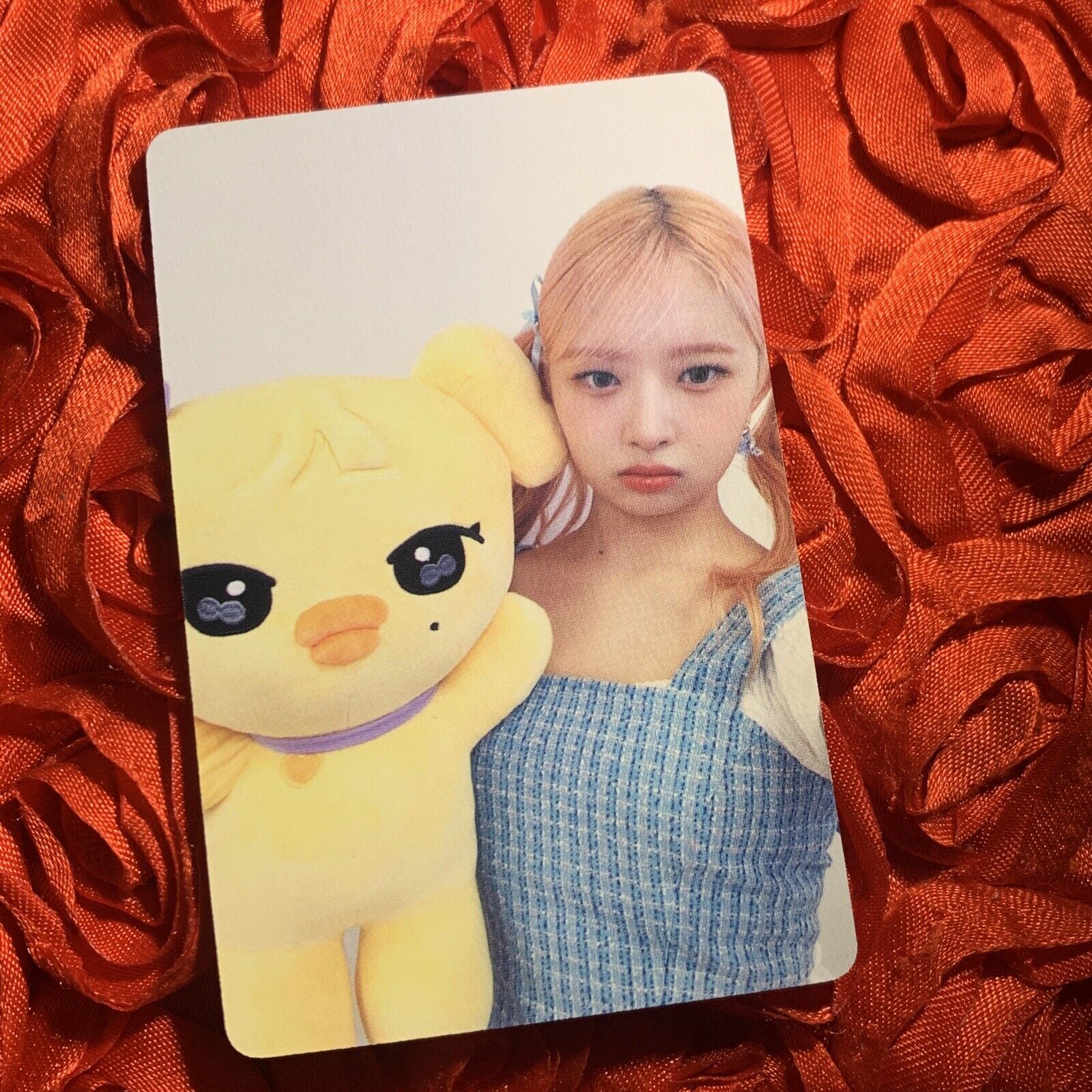 REI IVE Kawaii Toy Edition Kpop Girl Photo Card Pout Yellow Plush 2