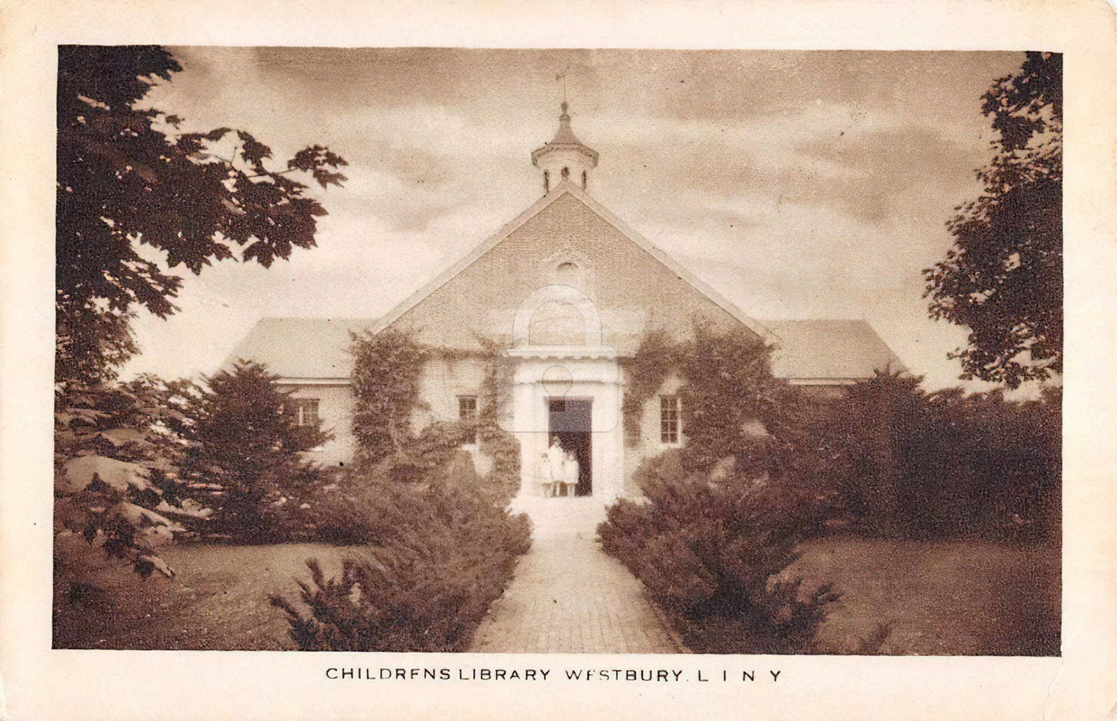 Westbury New York Childrens Library Street View Postcard Copy