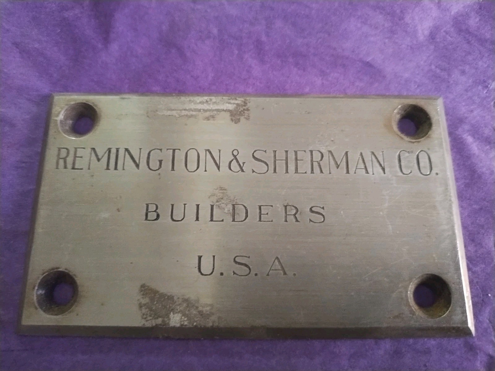 Vintage Antique Remington & Sherman Safe Vault Door Nameplate Plaque
