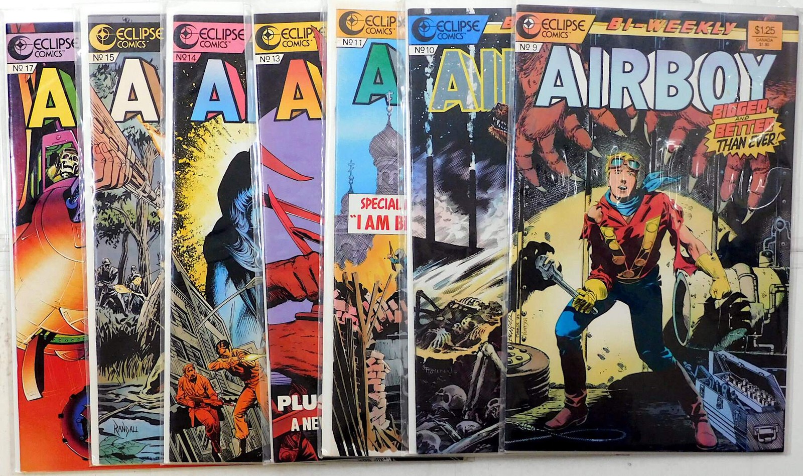 Airboy Lot of 7 #9, 10, 11, 13, 14, 15, 17 (1986) Eclipse Comics 1st Print