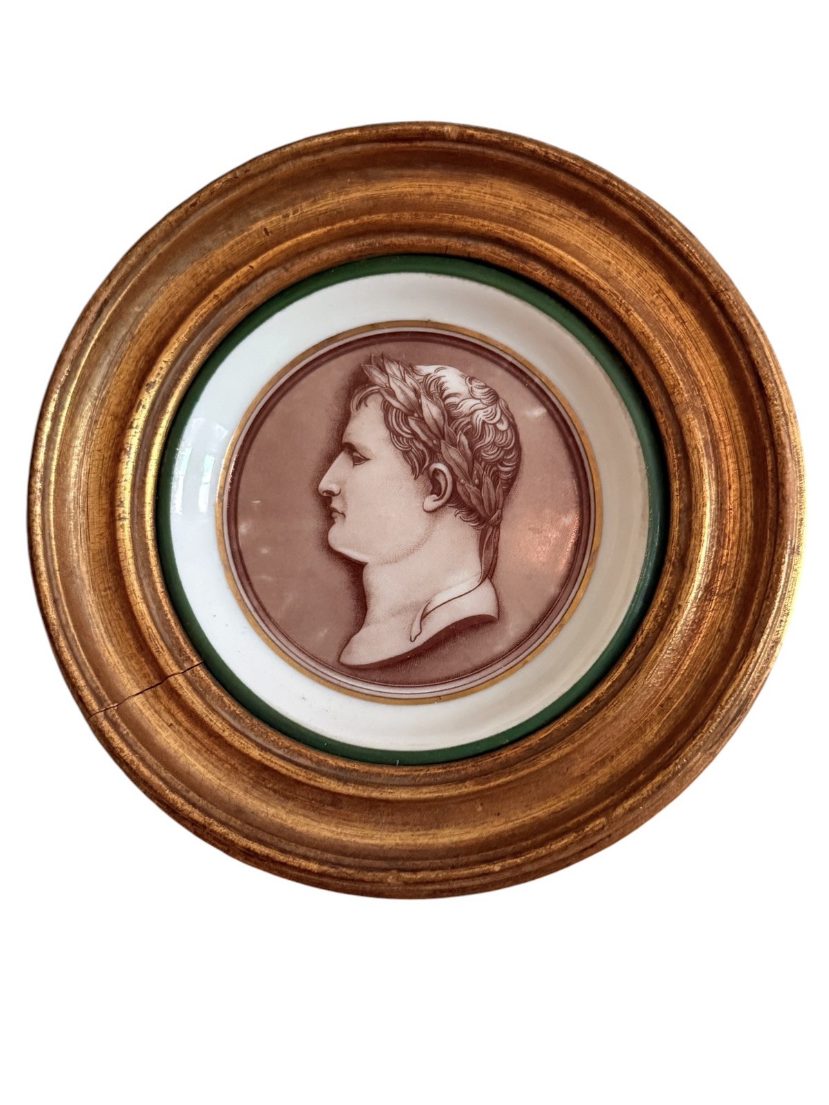 Antique B & T Limoges Napoleon Portrait Plaque in Original Gilt Frame 5.5”