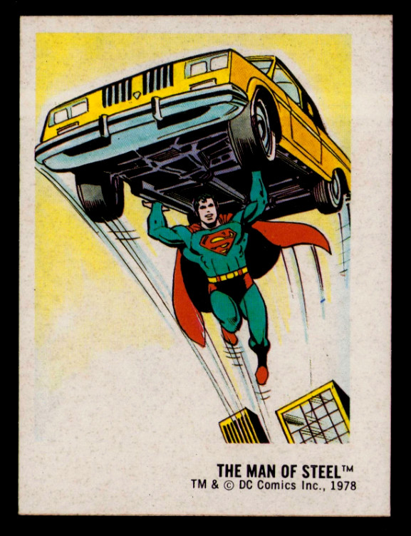1978 Harris DC Superheroes Bread Sticker SUPERMAN THE MAN of STEEL Card 2 of 30