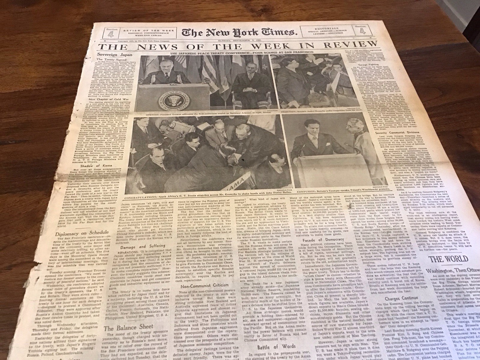Old New York Newspaper Pages Cartoons Etc Japanese War Treaty Harry Truman 1951