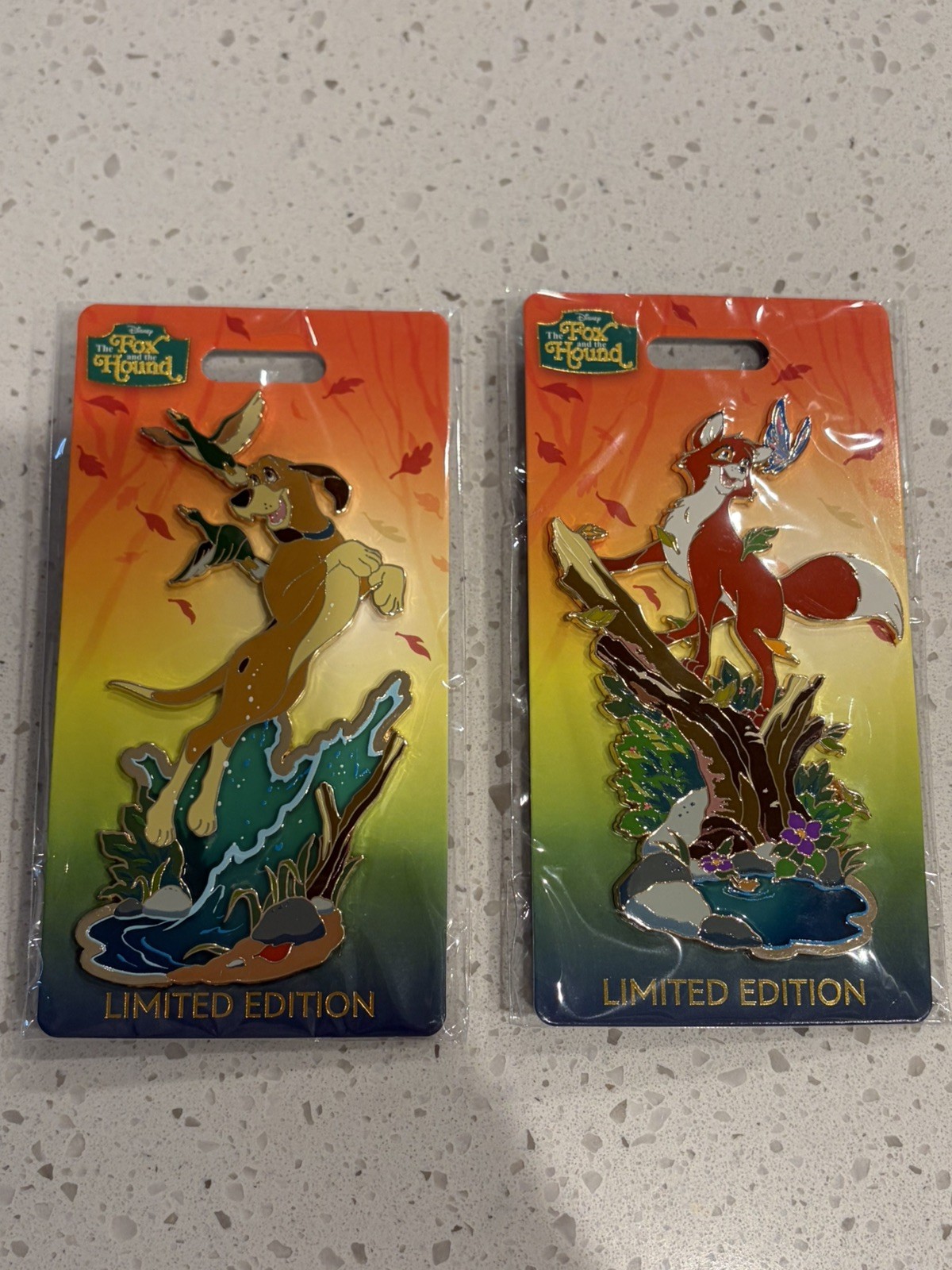 Disney WDI MOG Fox and Hound 45th Annv Tod Copper Jumbo Pin Set LE300 Lot of 2