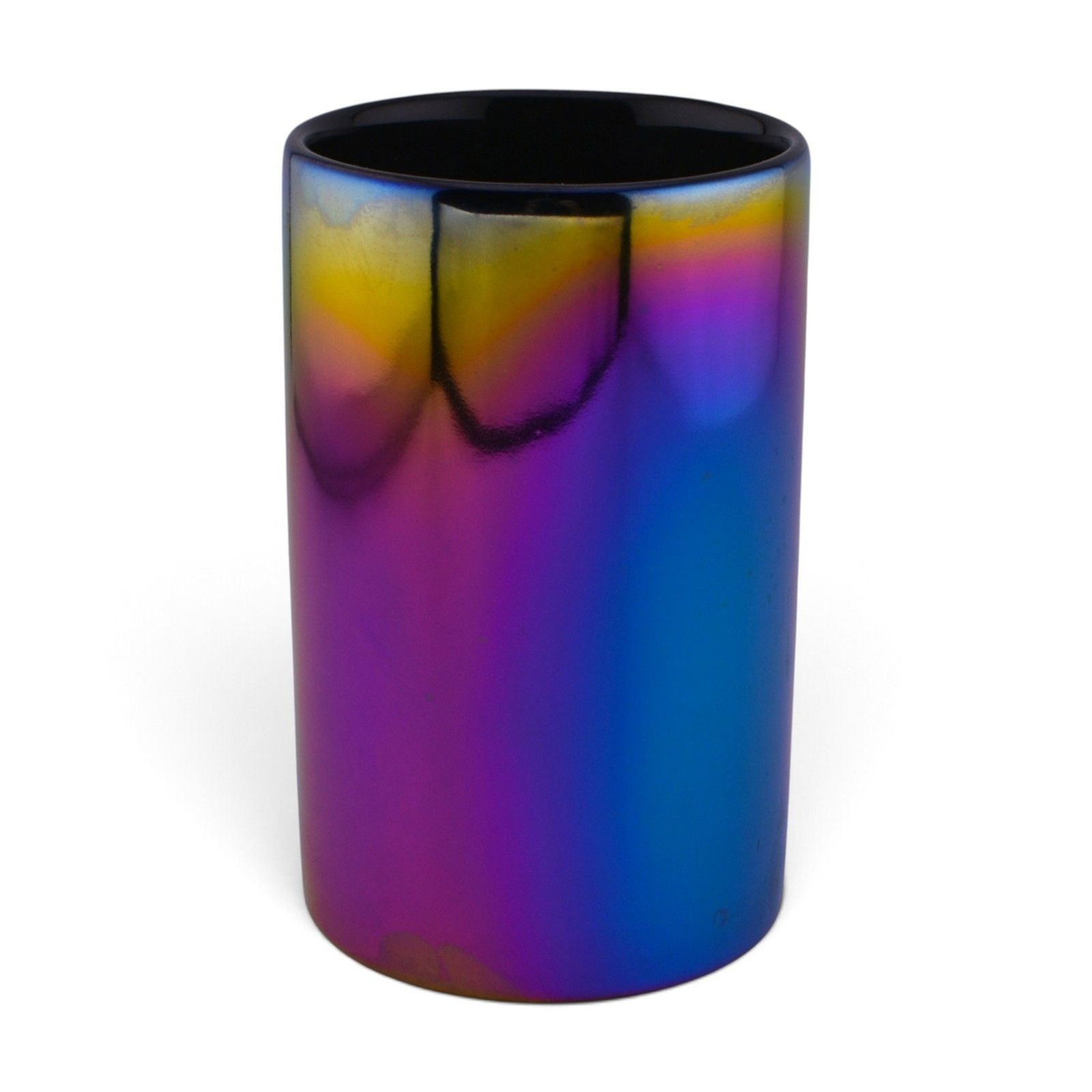 Metallic Iridescent Oil Slick Rainbow Multicolor Tumbler Vase Pencil Holder 4.5\