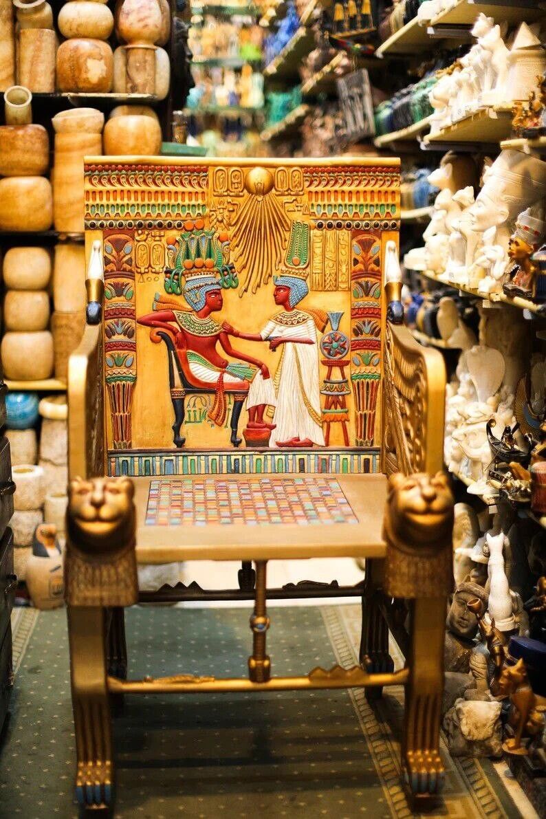 Golden Throne Chair Museum Original Resin Replica of Egyptian Pharaoh King Tut