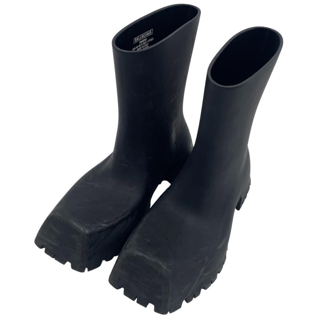 Balenciaga TROOPER Rubber Boots 265cm Black Waterproof Designer Footwear (Ages 1
