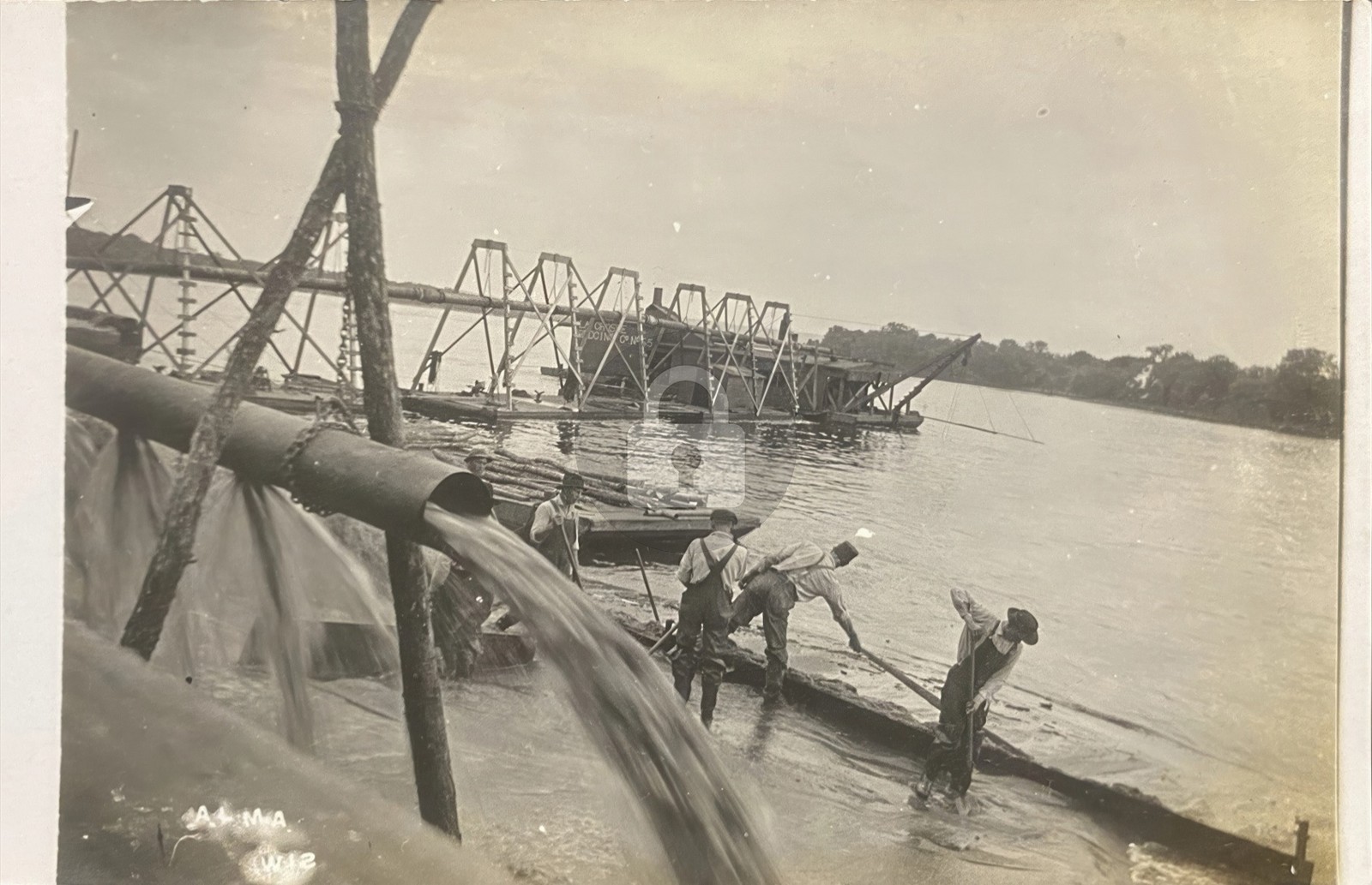Alma Wisconsin WI LA Crosse Dredging Mississippi Buffalo Co. RPPC Postcard COPY