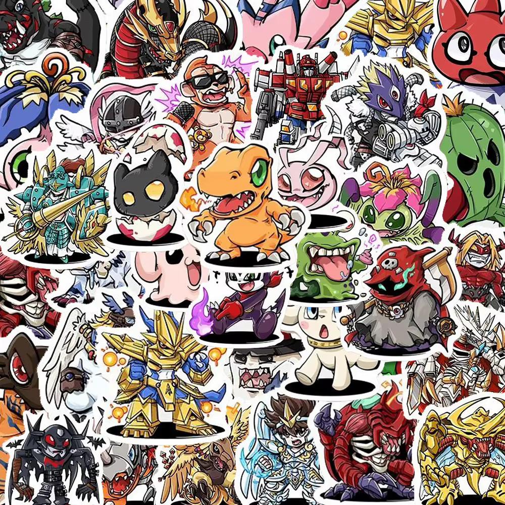 Digimon Stickers 50 Pack Decal Sticker Set Agumon War Greymon Large 2 Inch Avg.+