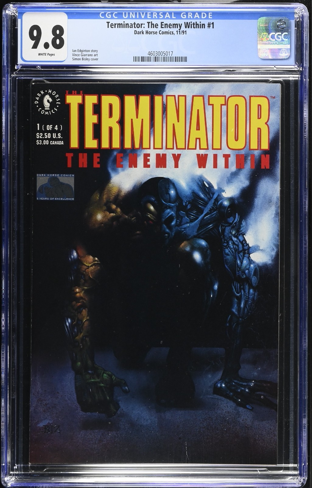 Terminator The Enemy Within 1 CGC 9.8 Dark Horse Arnold Schwarzenegger 