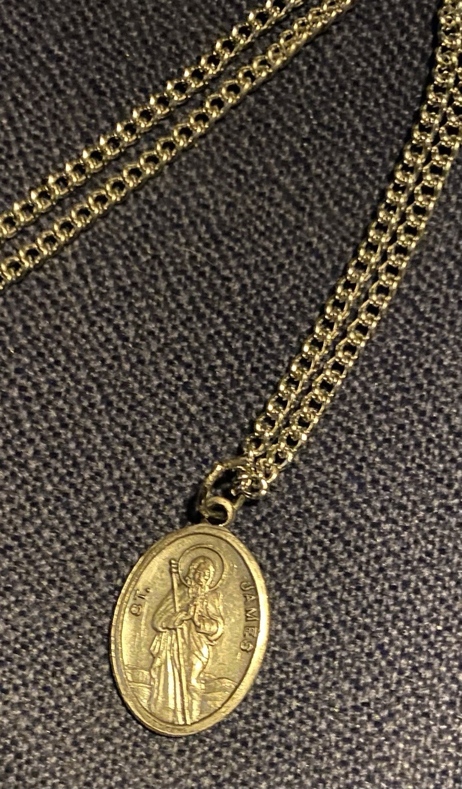 Vintage Necklace Medal Pendant Saint James Religious Christian Italy 30” Chain