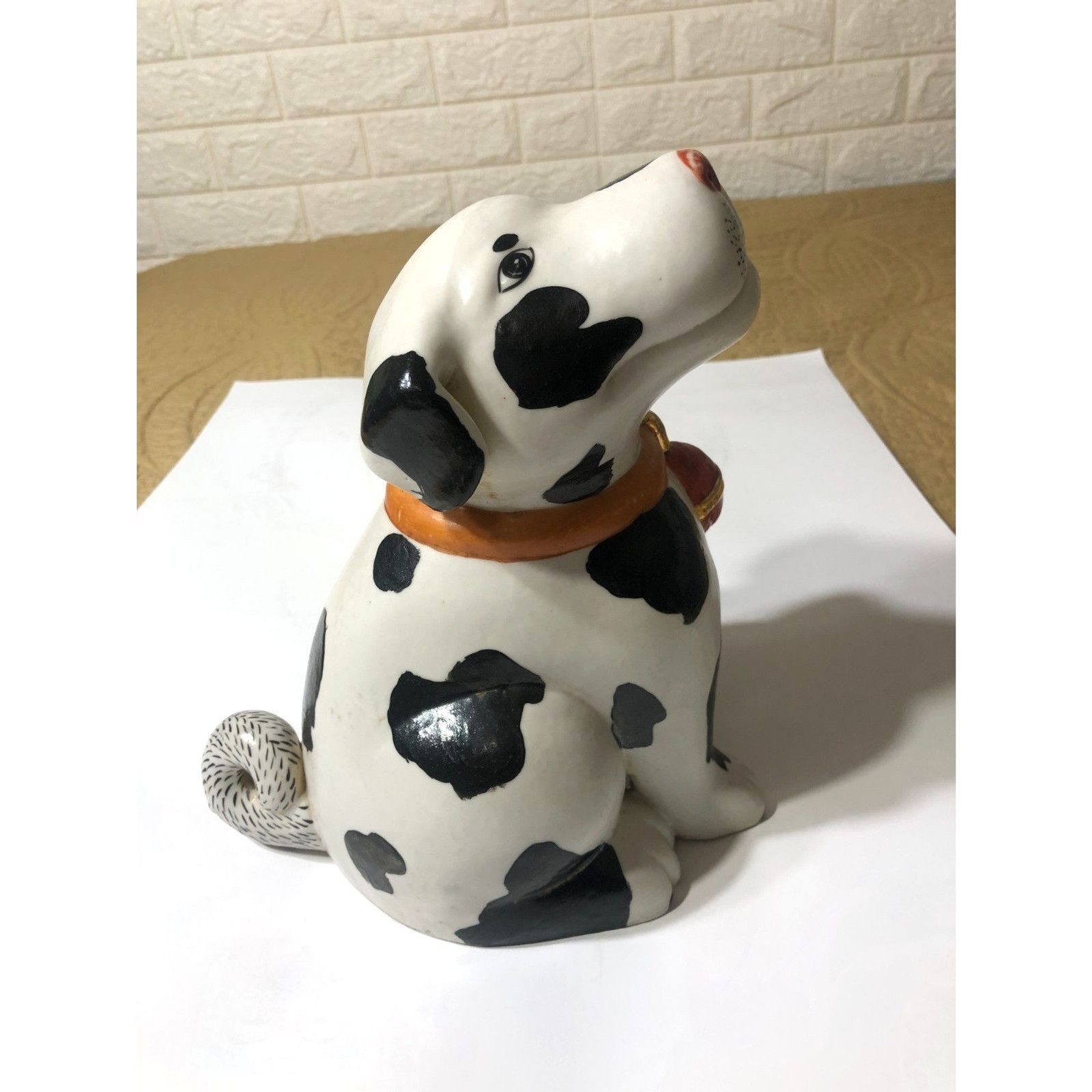 Vtg Neiman Marcus Porcelain Dalmatian Dog Figurine Bell Collar Hong Kong Regency