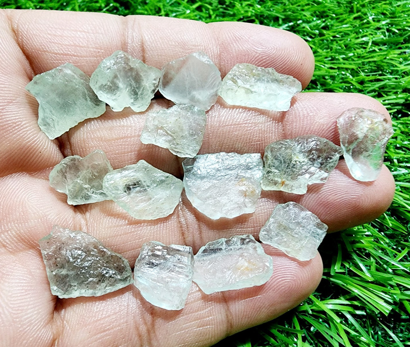 14 Pcs Huge Aquamarine Gemstone Rough Lot 11-17mm Loose Stones Healing Crystal