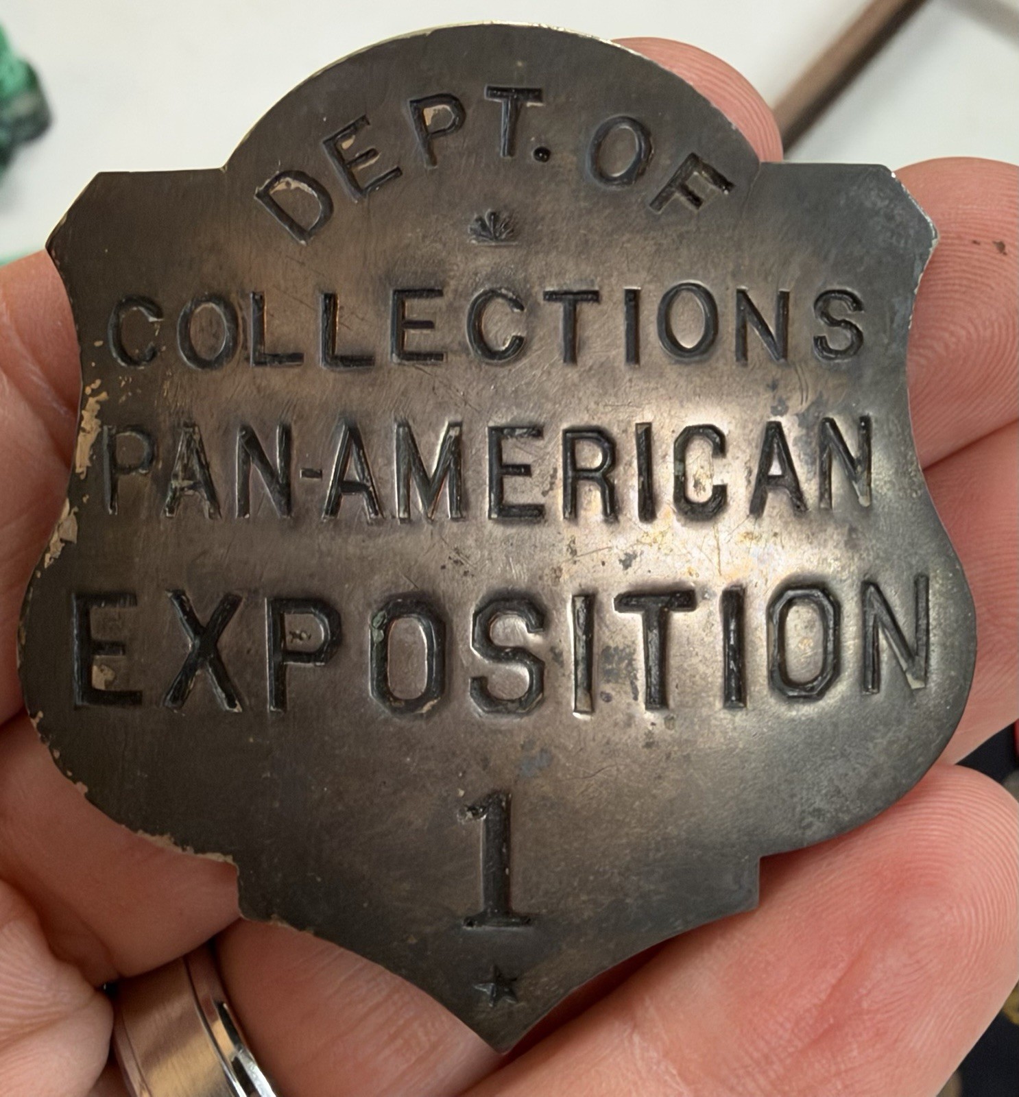 Pan American Exposition 1901 Buffalo NY Badge Dept Of Collections Rare 2.5
