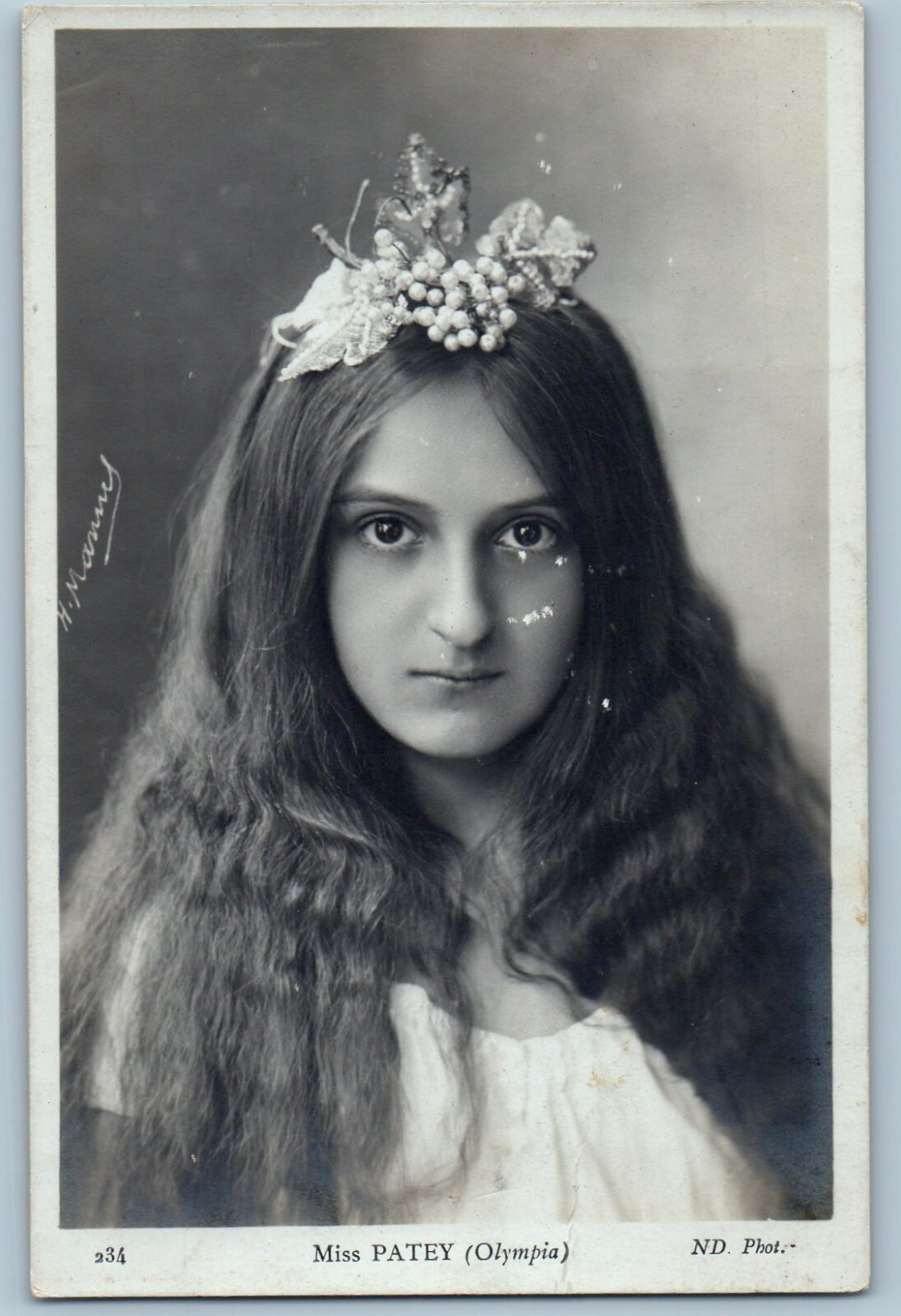 c1910's Miss Patey Olympia Portrait Henri Manuel Signed RPPC Photo Postcard