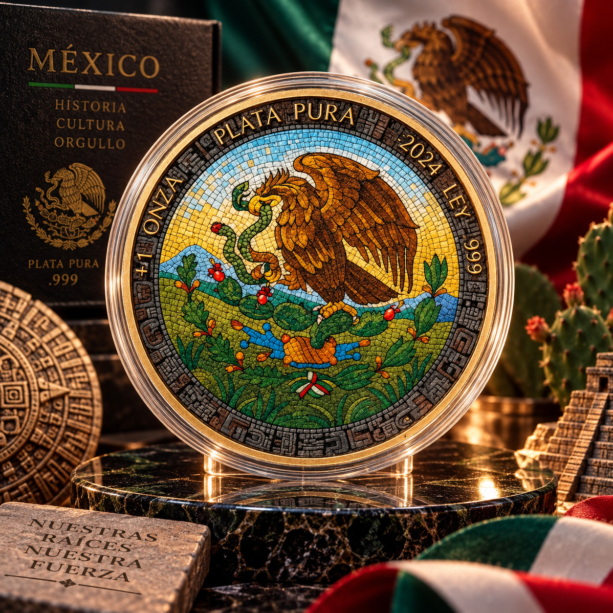 2024 Mexico Libertad Mosaic Eagle & Snake Edition 1 oz Silver Coin