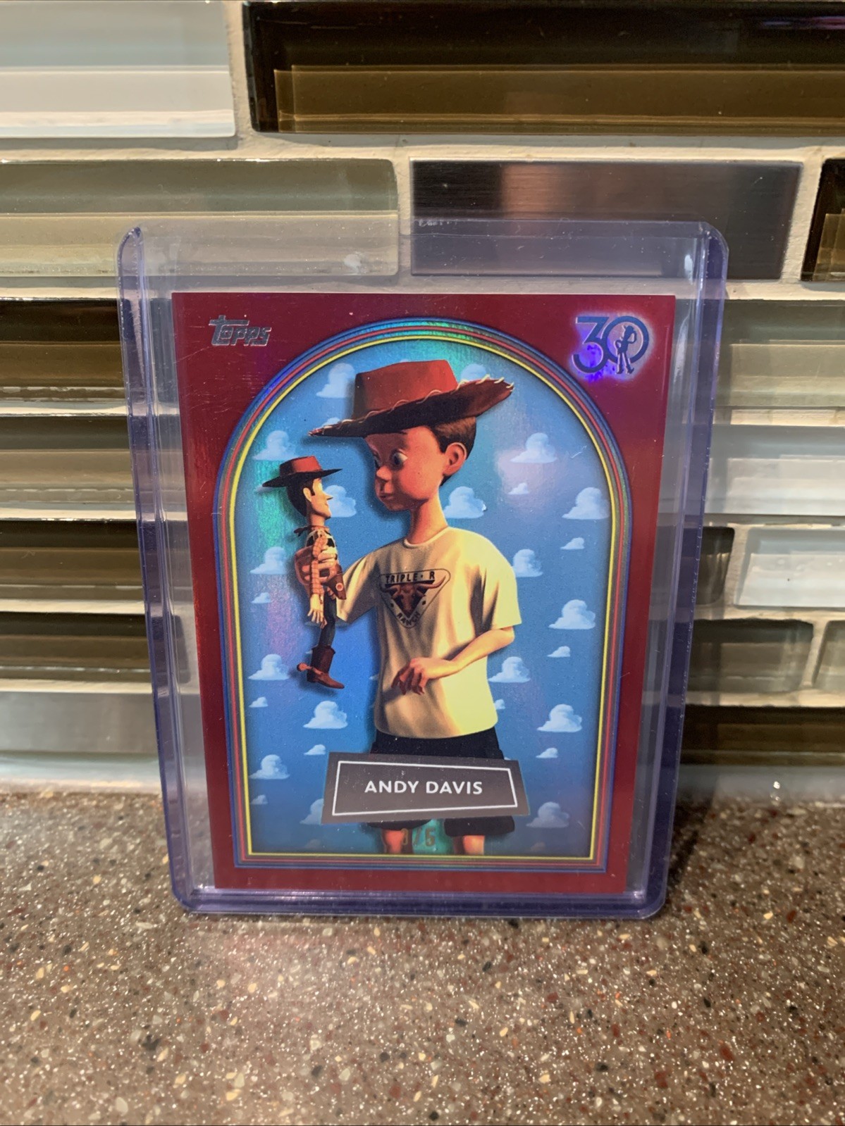 2025 Topps Pixar Chrome Andy Davis Red Parallel /5 Toy Story 30 Years & Beyond