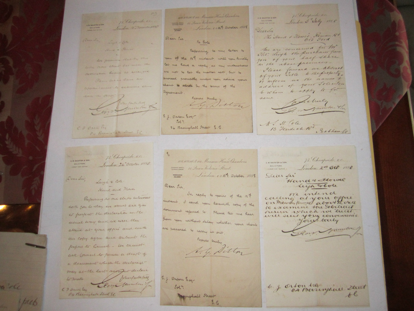 (19) 1888-1889 LETTERS/CORRESPONDENCE NOTES- DATED/SIGNED - NICE - TUB RH-2