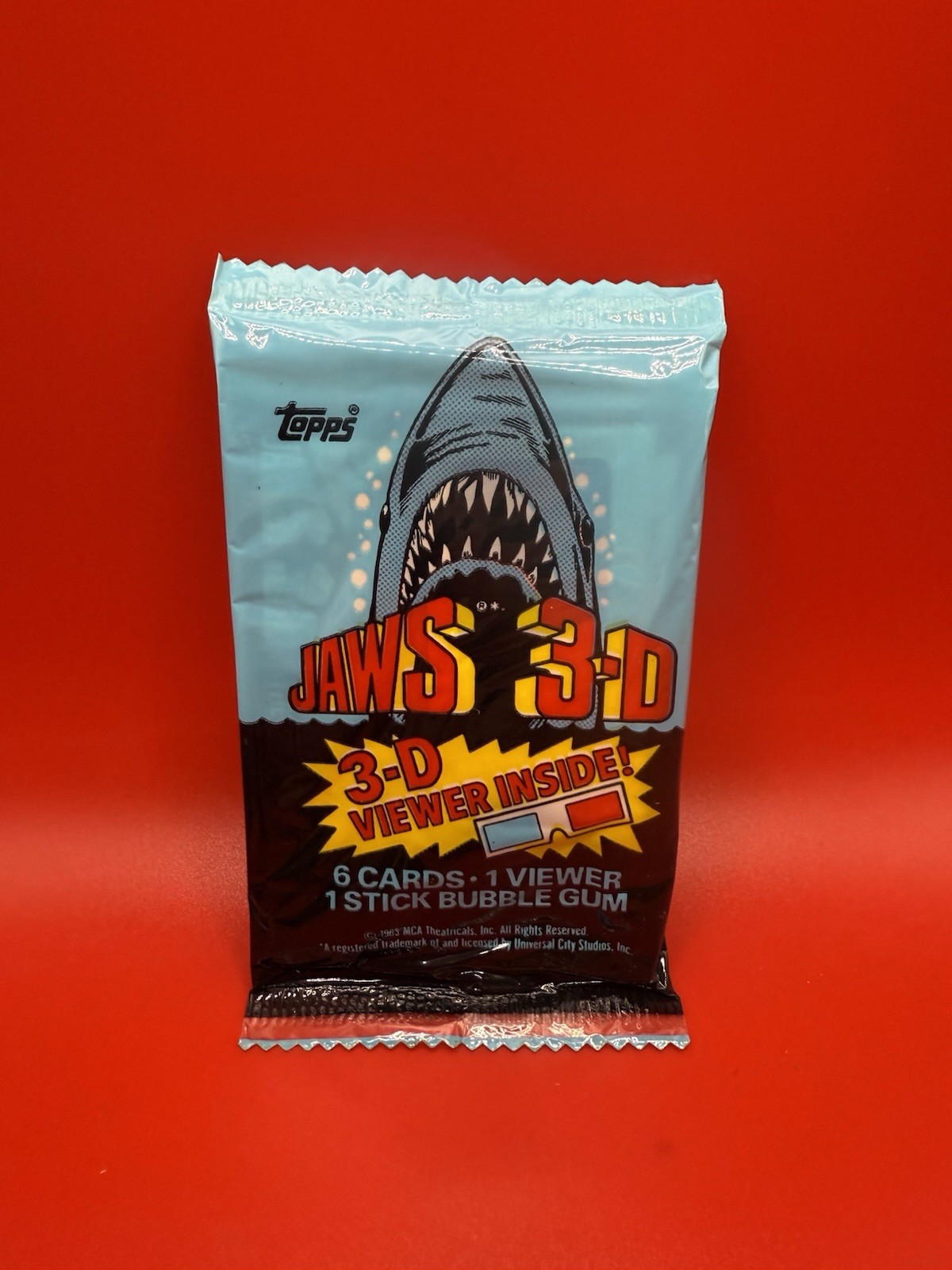 RARE 1X Vintage Sealed NOS pack 1983 Topps Jaws 3D Trading Card Pack w/Viewer RARE 1X Vintage Sealed NOS pack 1983 Topps Jaws 3D Trading Card Pack w/Viewer