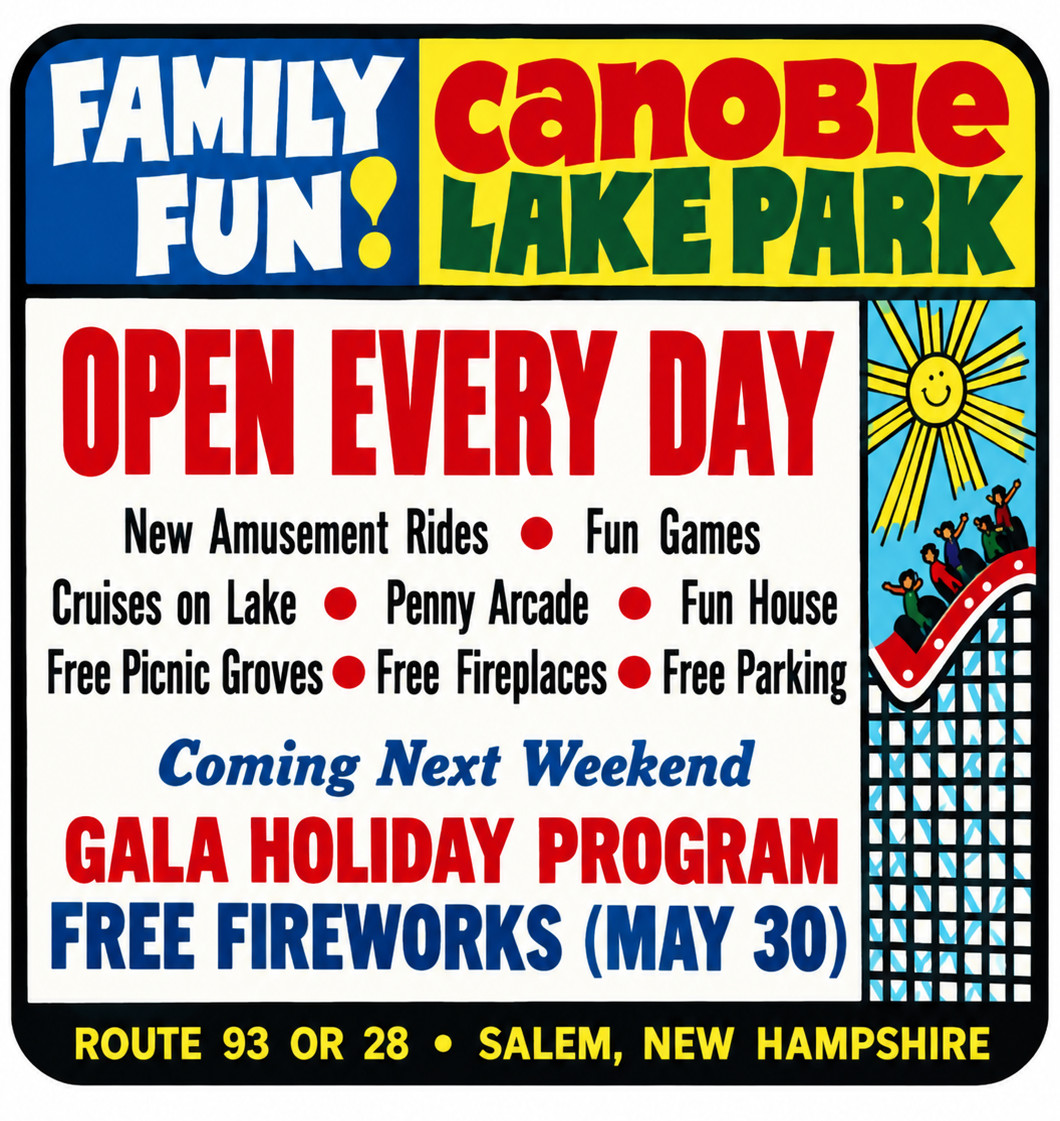 Vintage Canobie Lake Amusement Park Ad Magnet – Salem, New Hampshire