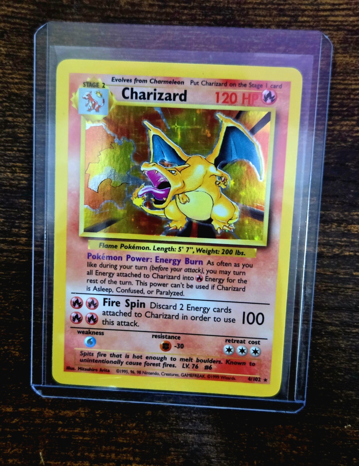 1999 Pokemon TCG: Charizard #4/102 Base Set Holo Rare Vintage WoTC Card - LP+/NM