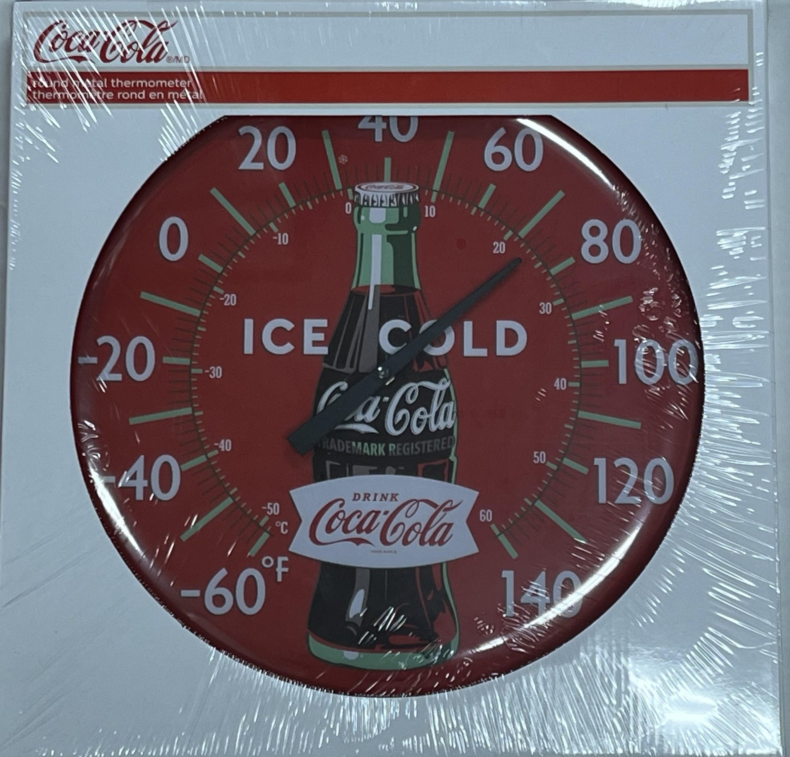 Coca-Cola Round Metal Wall Thermometer 90056 Coke Garage Bar Decor 12 Inch