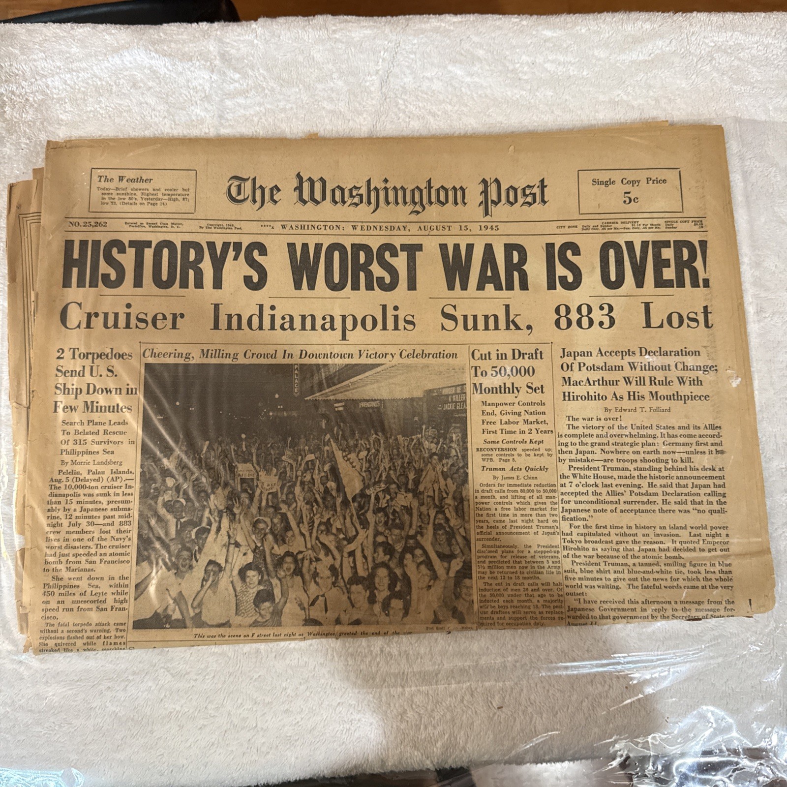 The Washington Post August 15,1945 History’s Worst War Is Over