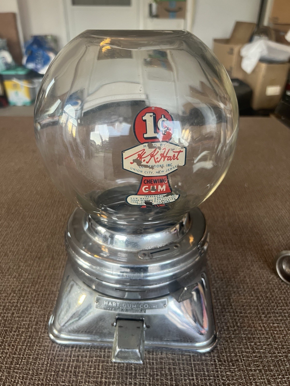 Vintage Hart One Cent Gumball Vending Machine Original Condition